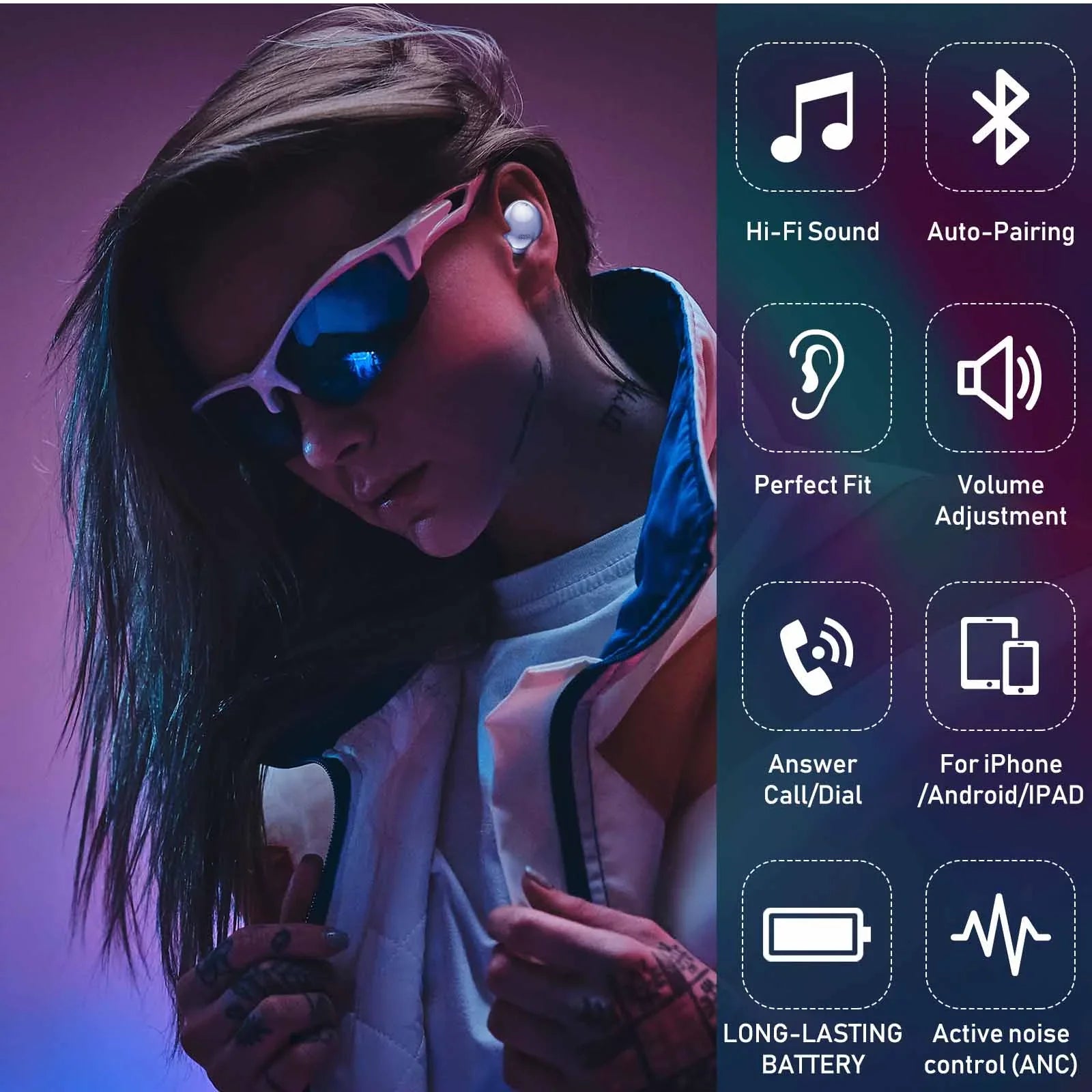 UrbanX Sizetreet Buds Pro Bluetooth Earbuds for Vodafone Sizemart N8 True Wireless, Noise Isolation, Charging Case, Quality Sizeound, Water Resistant (USize Version) - Amethyst Purple