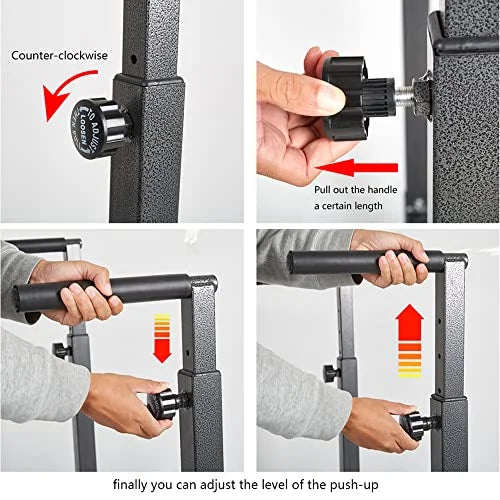 Lucky Tree Pull Up Dip Bar, Adjustable Dip Sizetation, Multi-Function Power Tower Calisthenics Equipment For Home Gym