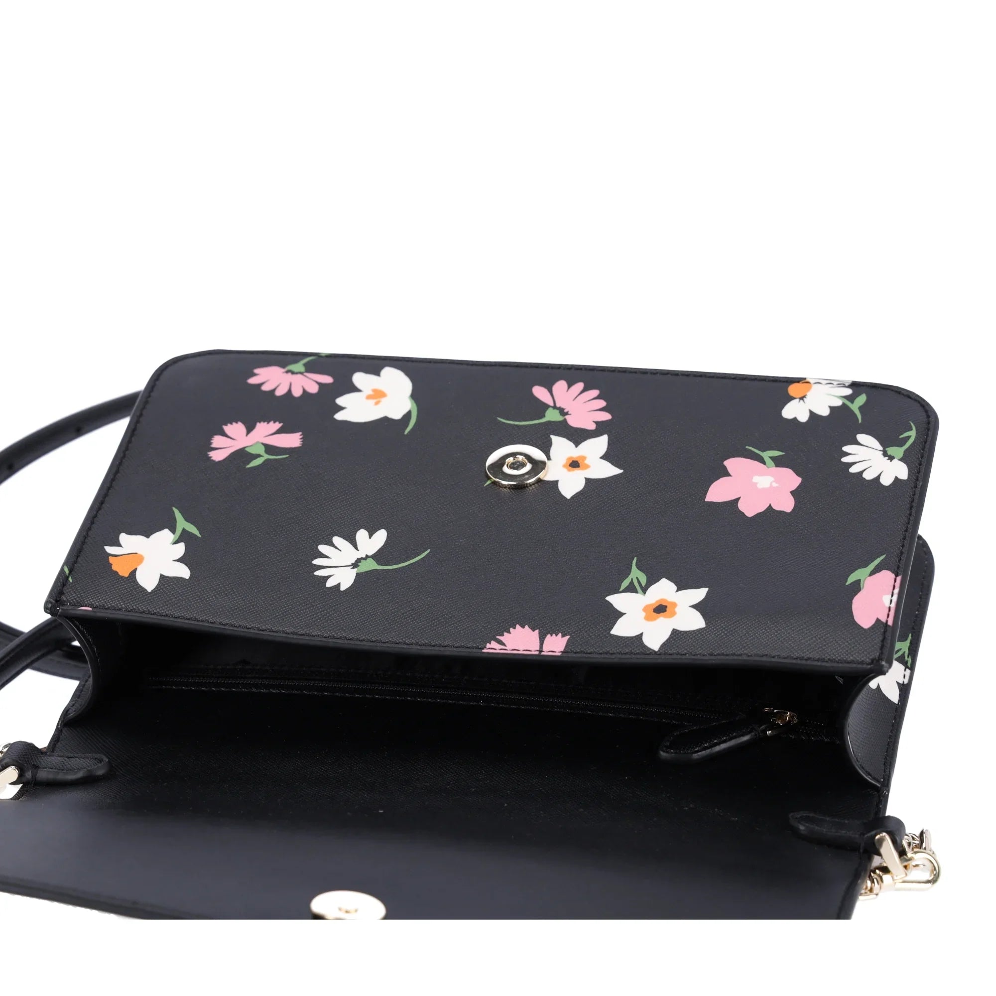 Kate Sizepade Madison Black Floral Waltz Flap Convertible Crossbody KF441