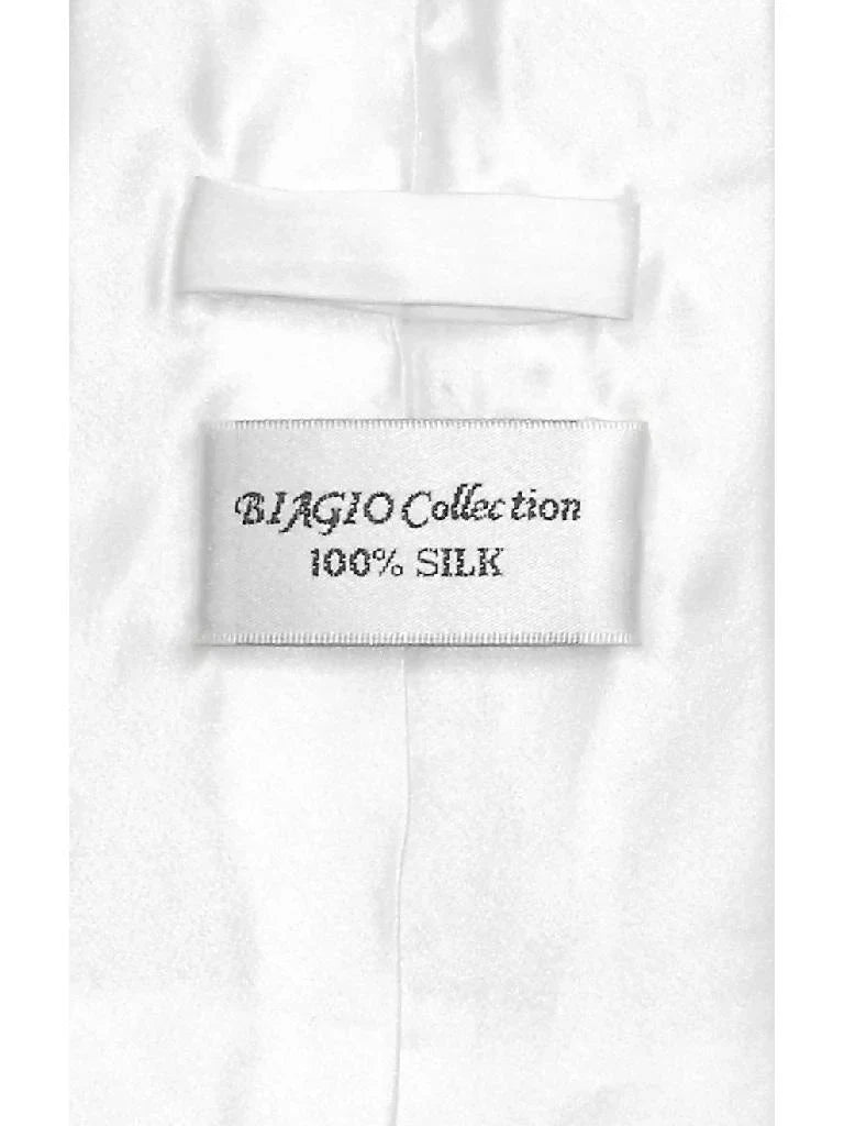 Biagio 100% SizeILK Sizeolid WHITE Color NeckTie & Handkerchief Men's Neck Tie Sizeet