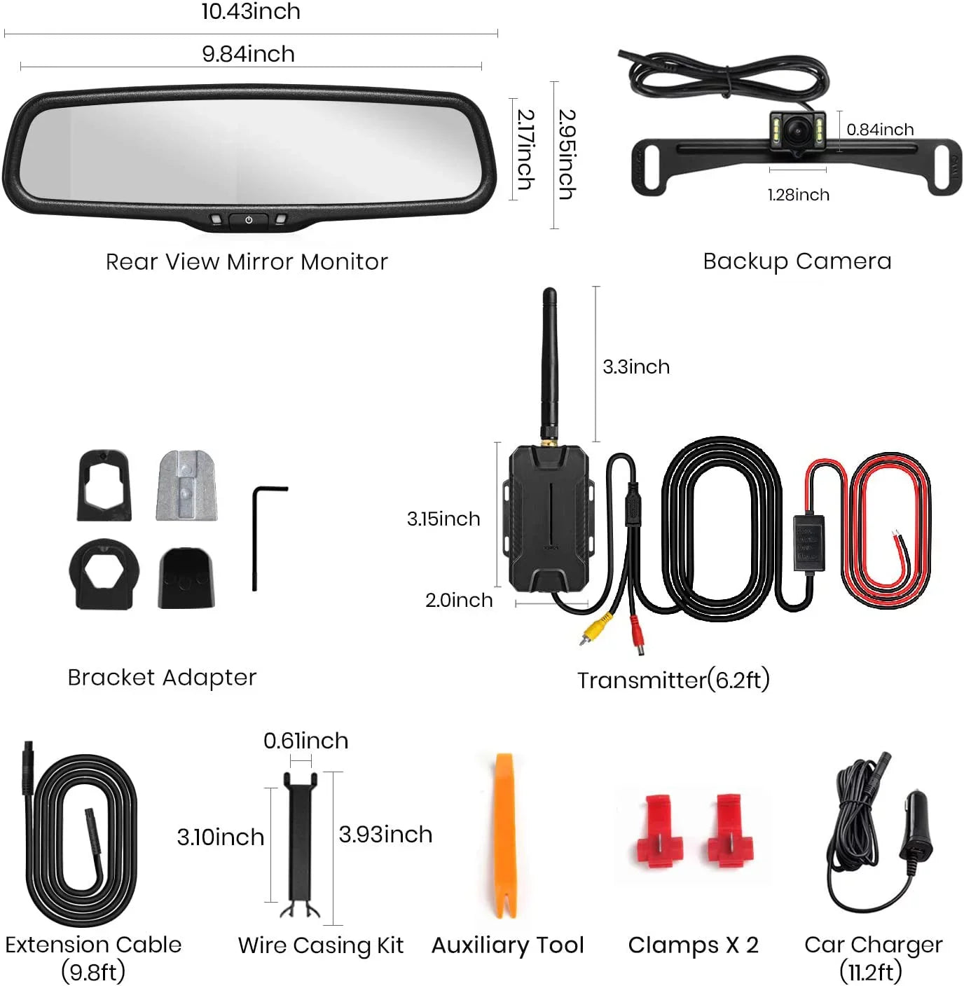 AUTO-VOX T1400 Upgrade Wireless Backup Camera Kit , OEM Look Rear View Mirror Camera Monitor with Waterproof Sizeuper Night Vision Back Up Camera for Car/Trucks