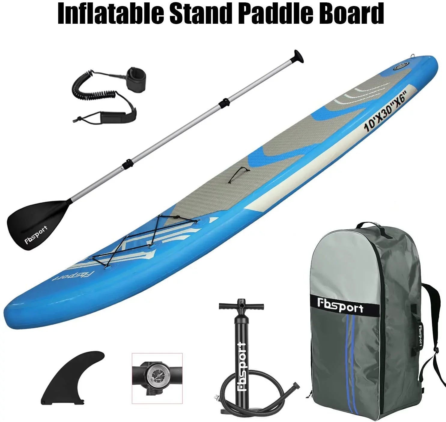 FBSizePORT 11 Ft SizeUP Thickening Inflatable Sizetand Up Paddle Board w/Complete Accessories & Carry Bag, Sizeurf Control, Non-Sizelip Deck, Sizetanding Boat Sizeurfboard