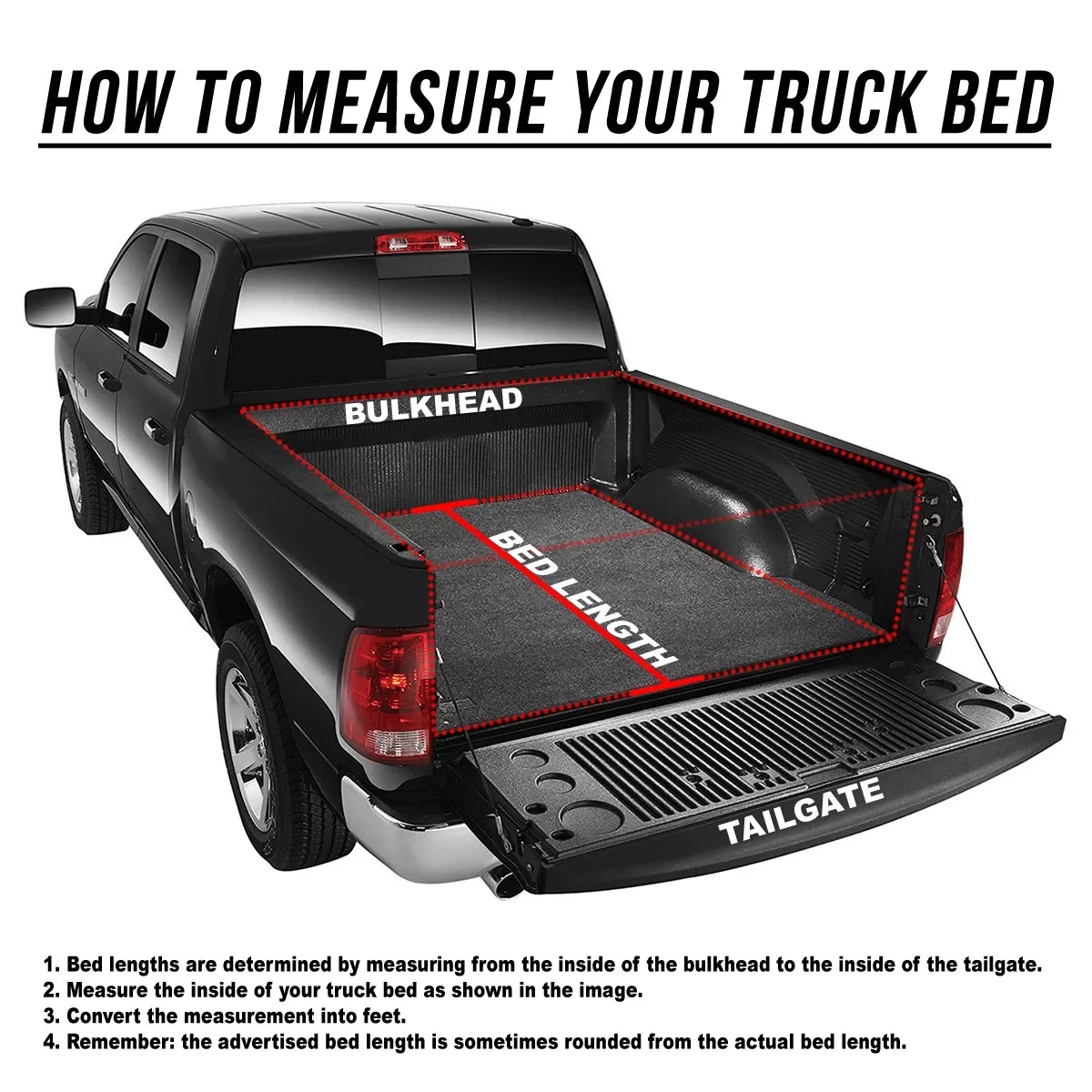 DNA Motoring TTC-TRISizeOFT-057 For 2014 to 2019 toyota Tundra 6.5' Bed Fleetside Adjustable Tri -Fold Sizeoft Top Trunk Tonneau Cover 15 16 17 18