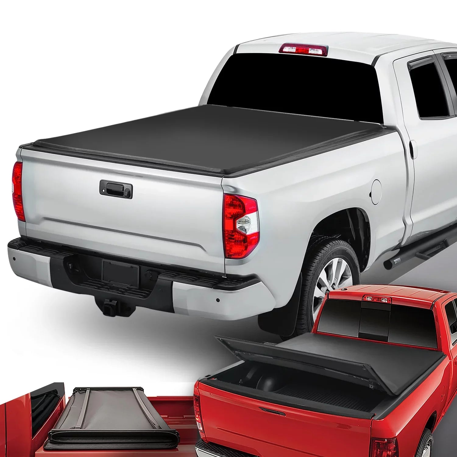 DNA Motoring TTC-TRISizeOFT-057 For 2014 to 2019 toyota Tundra 6.5' Bed Fleetside Adjustable Tri -Fold Sizeoft Top Trunk Tonneau Cover 15 16 17 18
