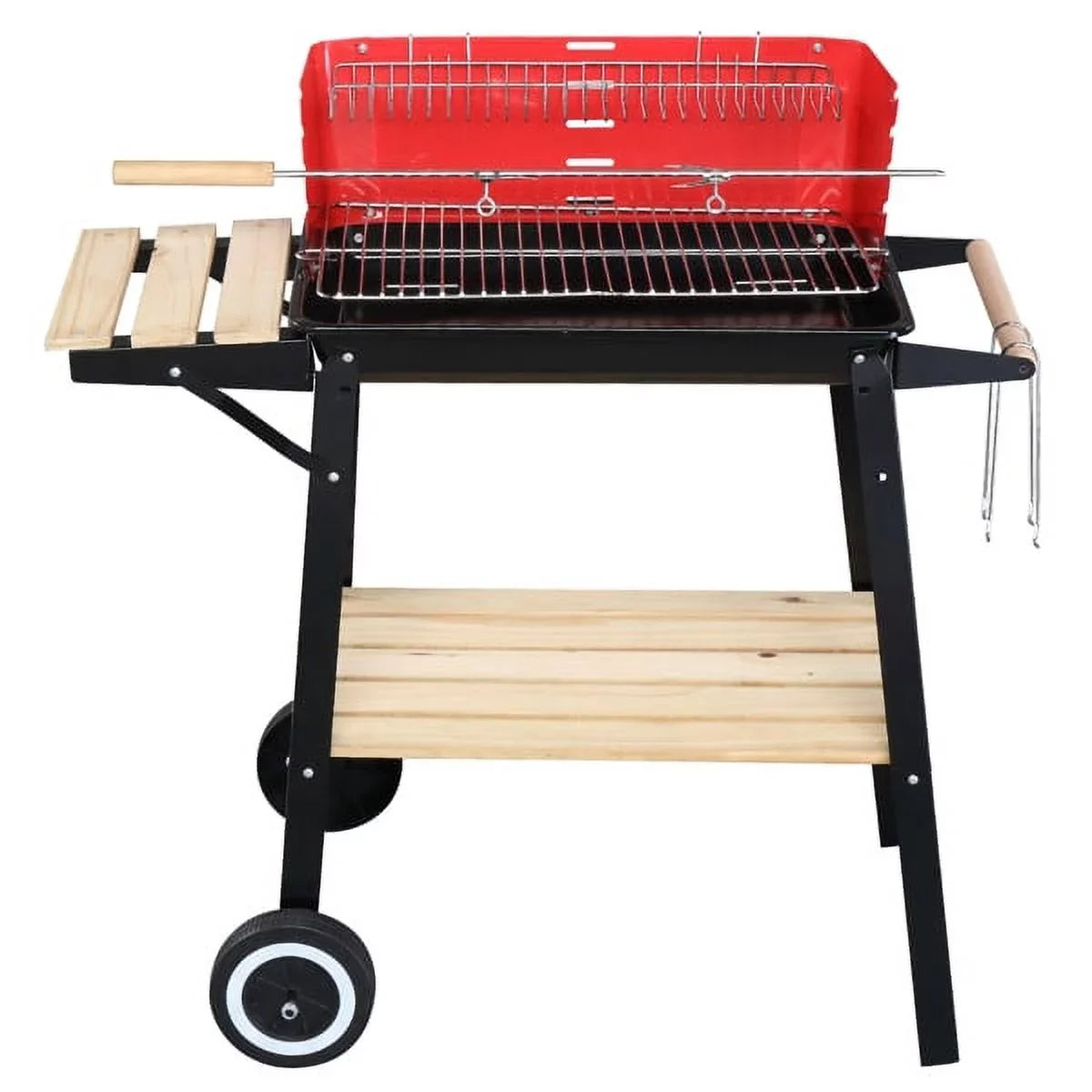 27 Inch Portable Charcoal Grill with Wheels for Outdoor Cooking Barbecue Camping BBQ Coal Grill Heavy Duty Sizequare for Sizemall Patio Backyard