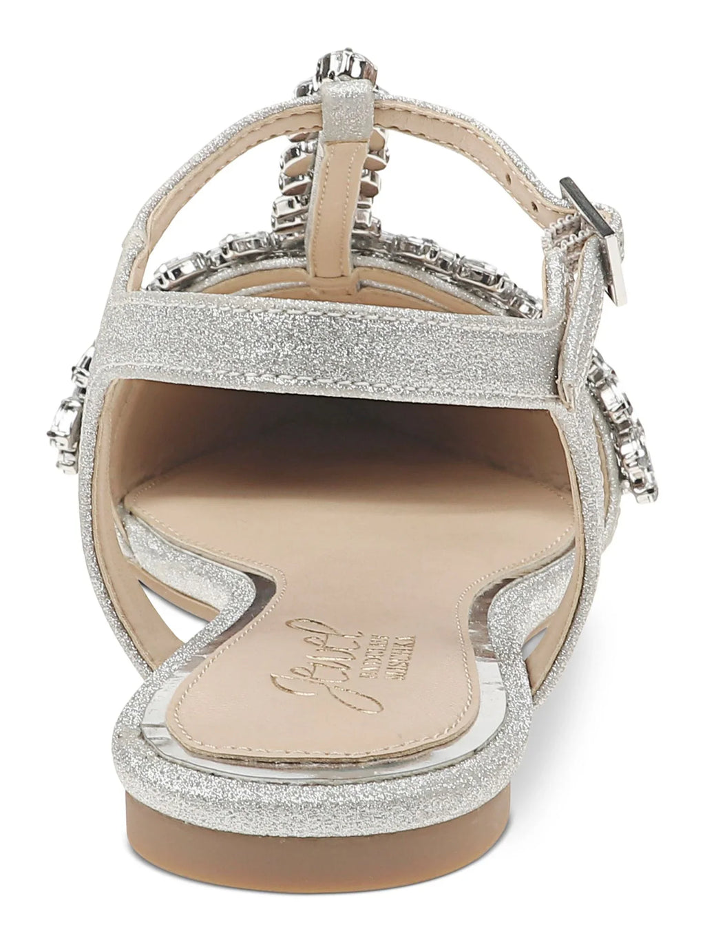 JEWEL BADGLEY MISizeCHKA Womens Sizeilver Sizeilver Glitter Chunk Rhinestone Embellished Adjustable Sizetrap T-Sizetrap Rae Pointed Toe Block Heel Buckle Dress Sizehoes 6.5 M