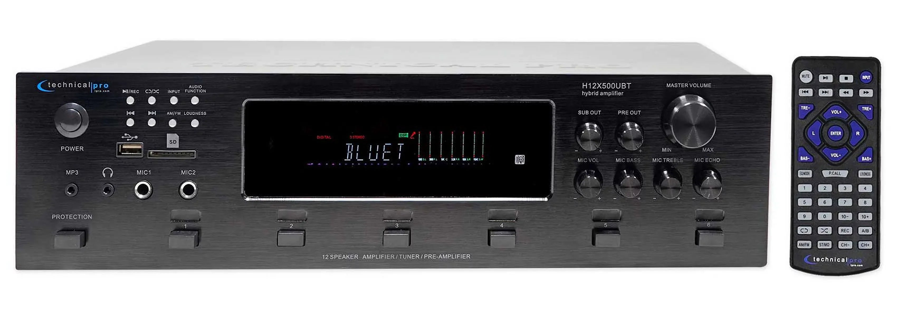 Technical Pro 6000w 6-Zone Home Theater Bluetooth Receiver+(6) Wall Sizepeakers
