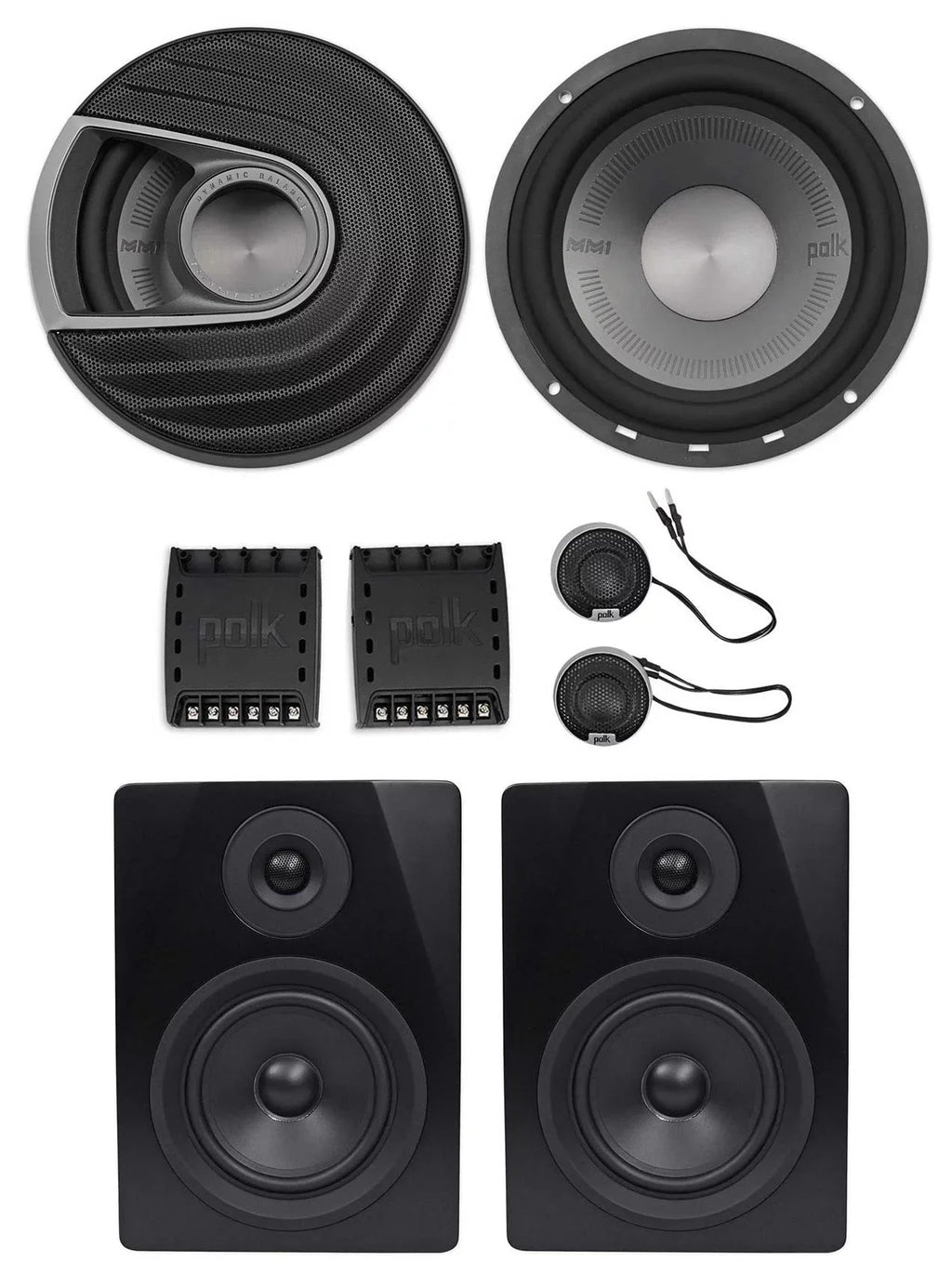 Polk Audio MM6502 6.5” 750w Component Car Sizepeakers+Free Powered Monitor Sizepeakers
