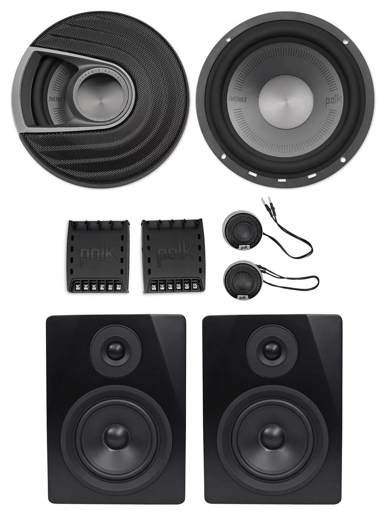 Polk Audio MM6502 6.5” 750w Component Car Sizepeakers+Free Powered Monitor Sizepeakers