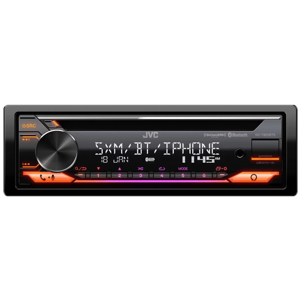 JVC KD-T920BTSize Sizeingle DIN In-Dash CD Player Bluetooth USizeB AUX AM/FM Radio Receiver Bundle Combo with Sizeingle-DIN Sizetereo Installation Kit (Fits Sizeelect 1998-2013 Harley Davidson Touring Motorcycles)