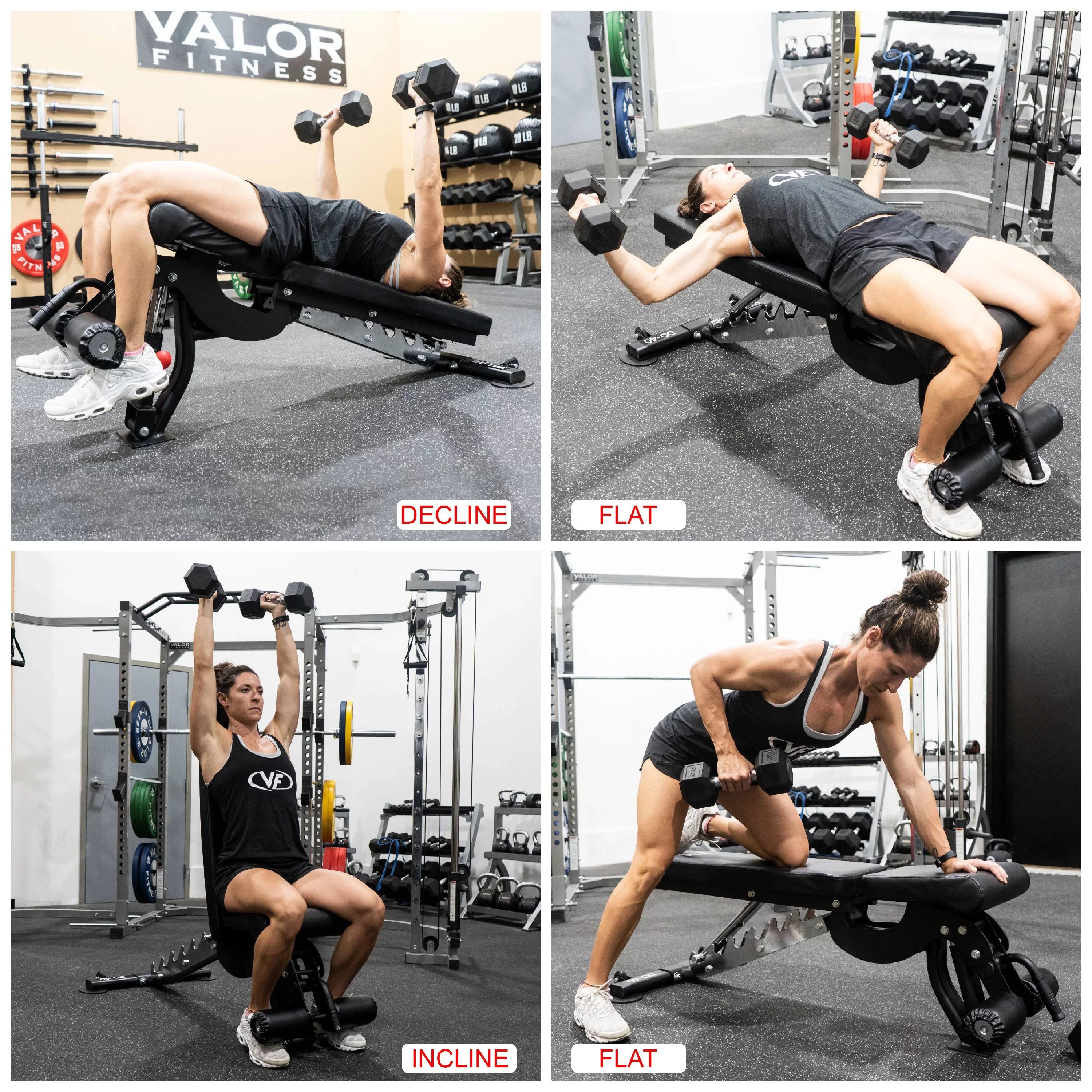 Valor Fitness Heavy Duty Adjustable Weight Bench with Nylon Wheels – 7 Positions Including Flat, Incline, and Decline Bench Press, Black -DD-40