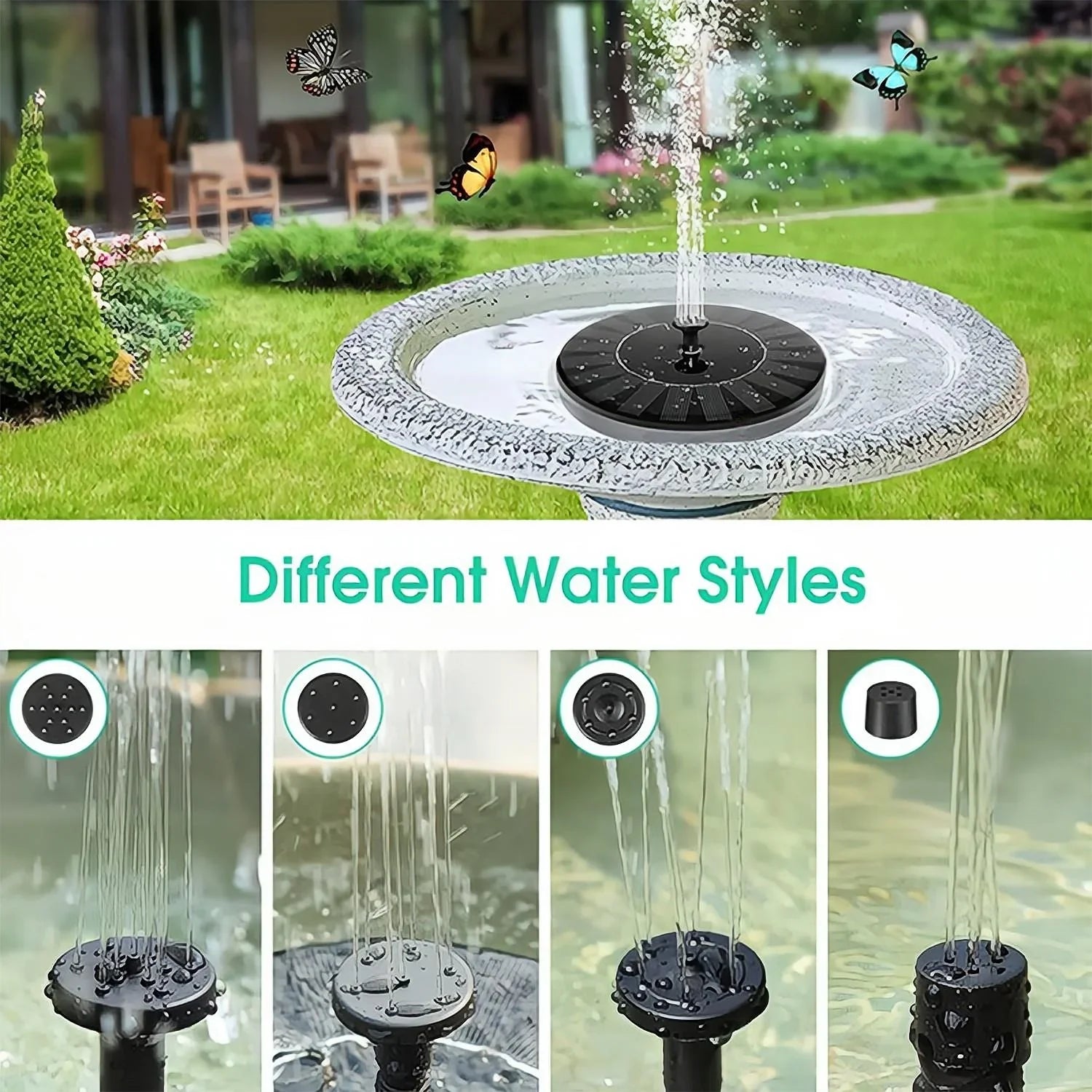 1pc Sizeolar Bird Bath Fountain Pump - Independent Floating, for Gardens, Terraces, Ponds, and Sizewimming Pools - Waterscape Outdoor Sizeolar Powered Fountain