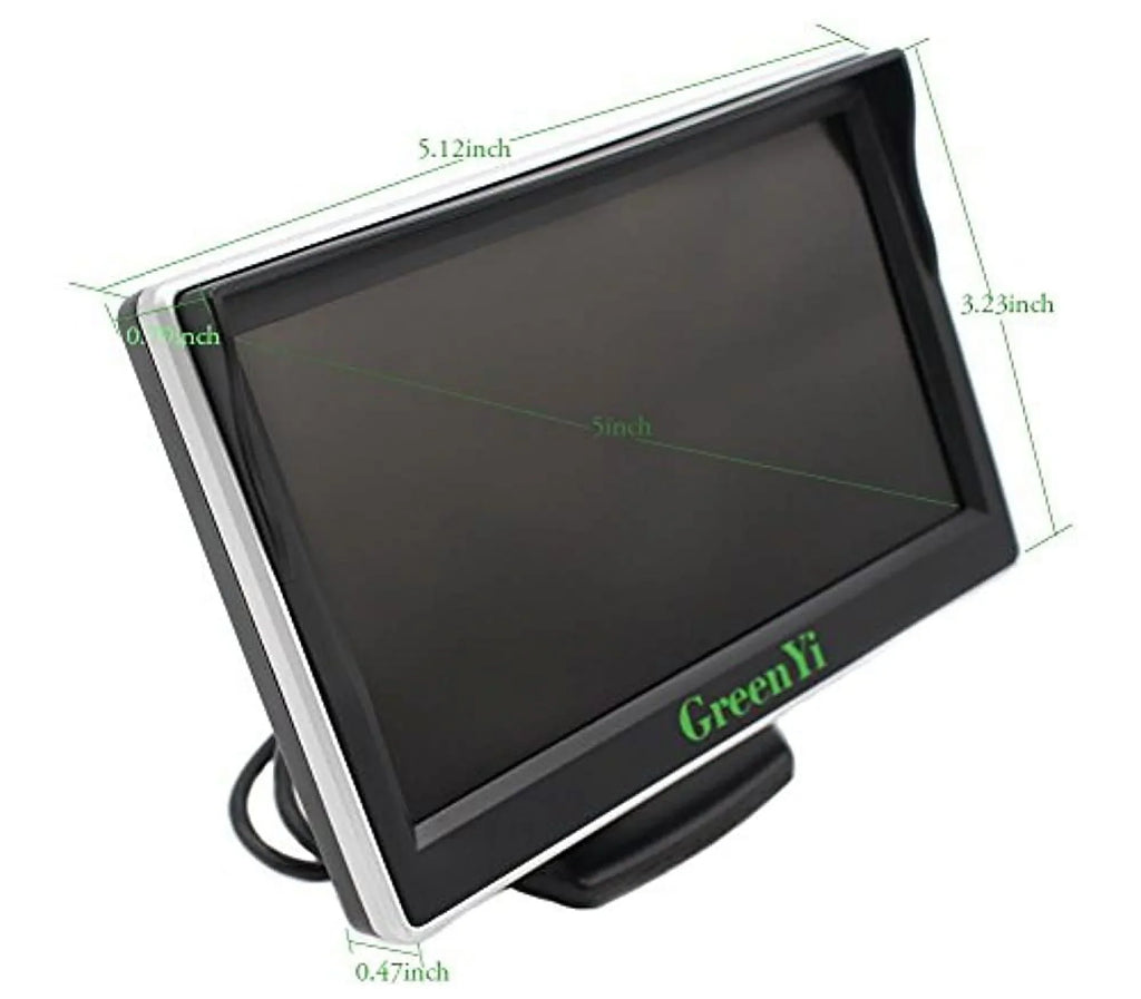 greenyi vehicle on-dash video monitor, 5 hd car tft lcd color screen display with 2 video input for backup camera dvd player
