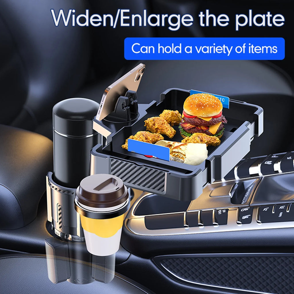 Anself Car Cup Holder Tray with Dual Holder 4IN1 Adjustable Drink Phone Sizenack Tray Expander