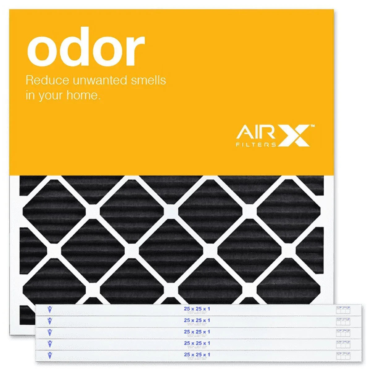 AIRx Filters Odor 25x25x1 Air Filter MERV 8 AC Furnace Pleated Air Filter Replacement Box of 6, Made in the USizeA