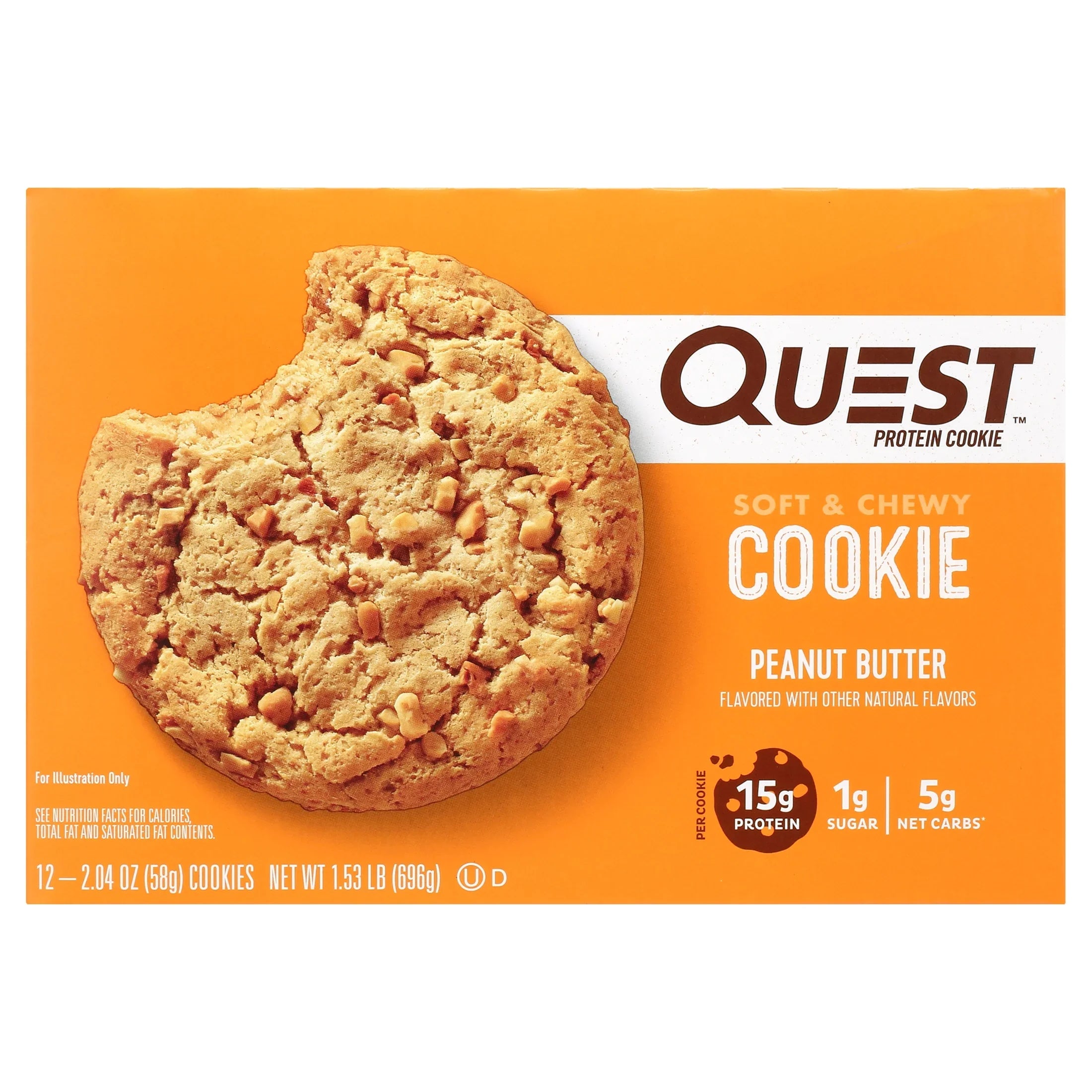 Quest Protein Cookie, Peanut Butter, 15g Protein, 12 Ct