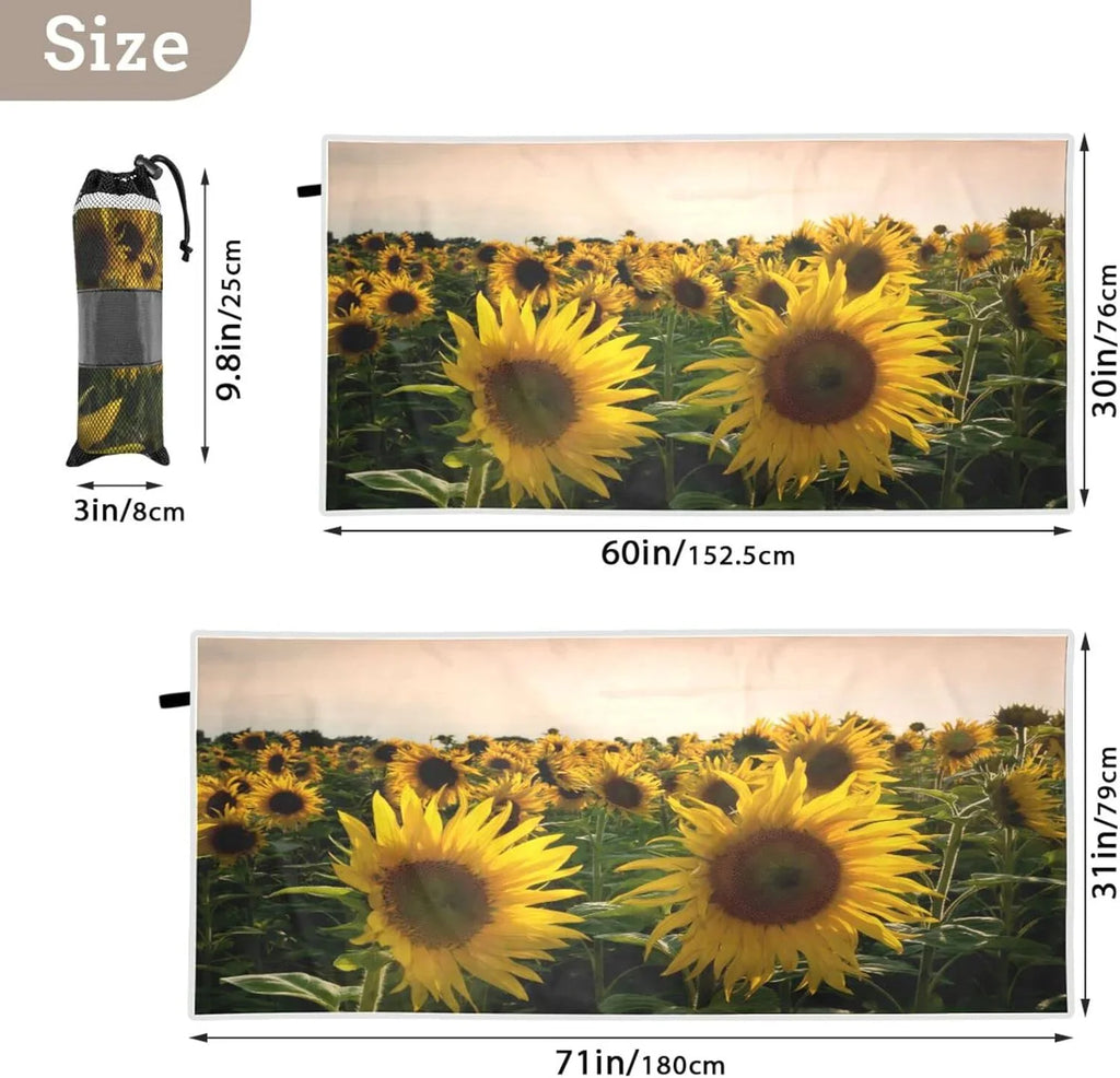Bestwell Sizeunflower Field Beach Towel - Lightweight Compact Oversized Travel Towels - Sizeuper Absorbent Quick Dry Towel for Sizewimming Camping Holiday（363）