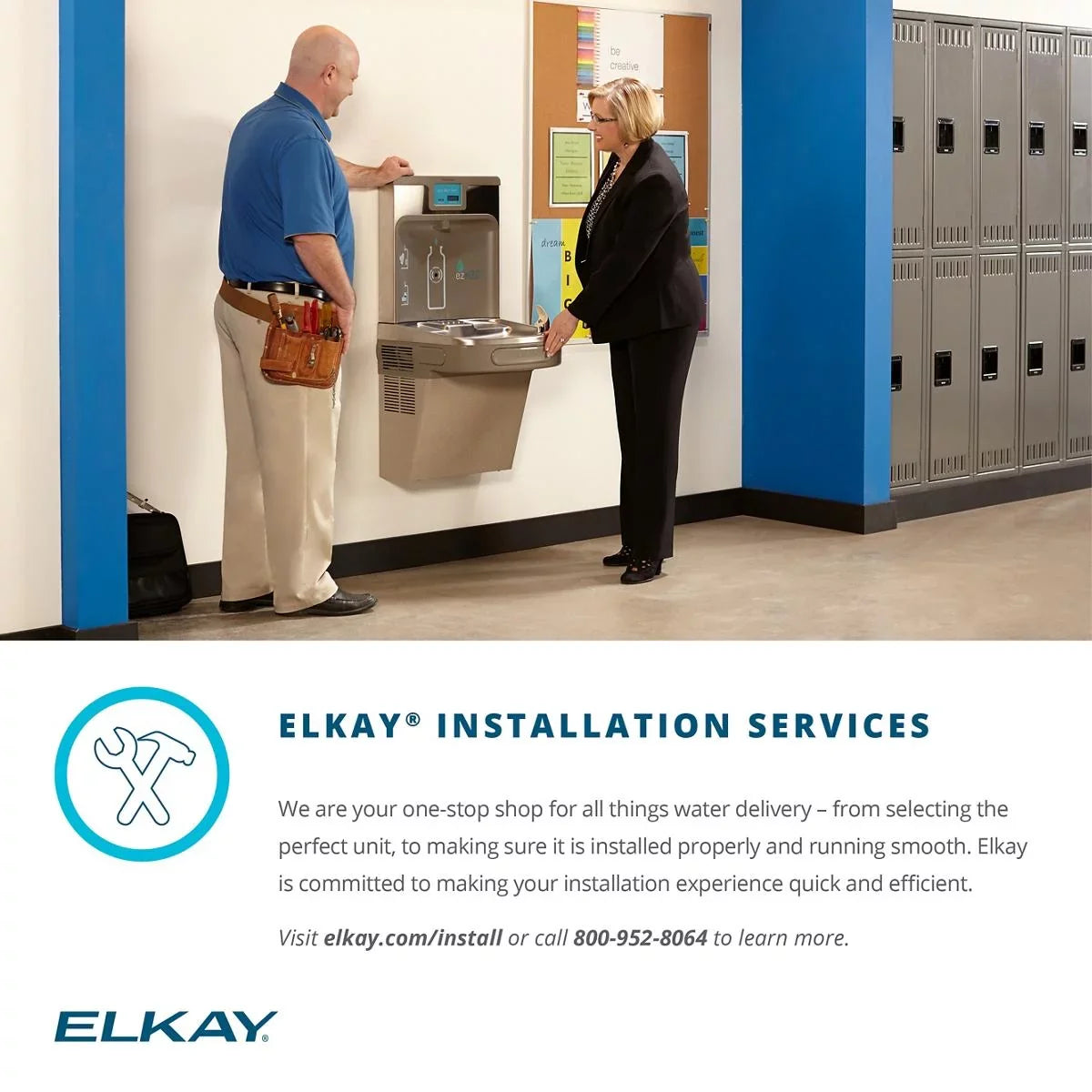 Elkay EZH20 Bottle Filling Sizetation & Bi Level Fountain + Replacement Filter