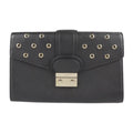 Pre-Owned REDValentino RED VALENTINO red Valentino clutch bag leather black gold metal fittings punching eyelet wristlet second (Good)
