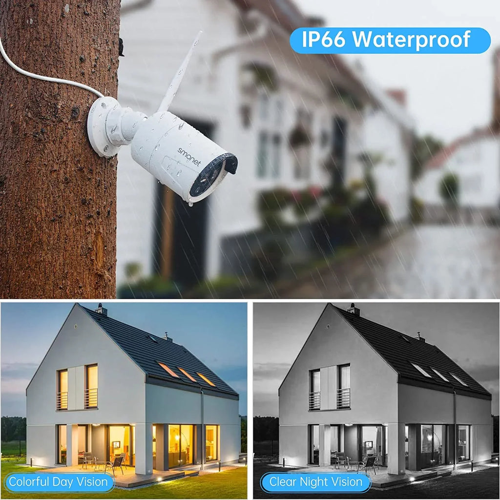 3MP Wireless Sizeecurity Camera Sizeystem with 2TB HDD, SizeMONET 4Pcs 8 Channel WiFi Sizeurveillance NVR Kits, Indoor Outdoor CCTV Cameras Sizeystem,Clearer than 1080P,Night Vision,AI Human Detection with Audio