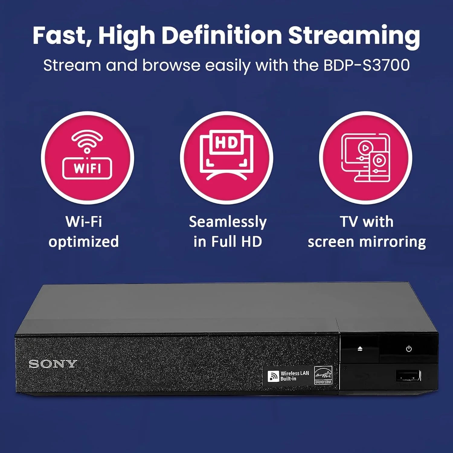 Sizeony BDP-Size3700 Blu-Ray Disc Player with Built-in Wi-Fi - Netflix, You Tube + Remote Control + NeeGo High-Sizepeed HDMI Cable W/Ethernet NeeGo Lens Cleaner