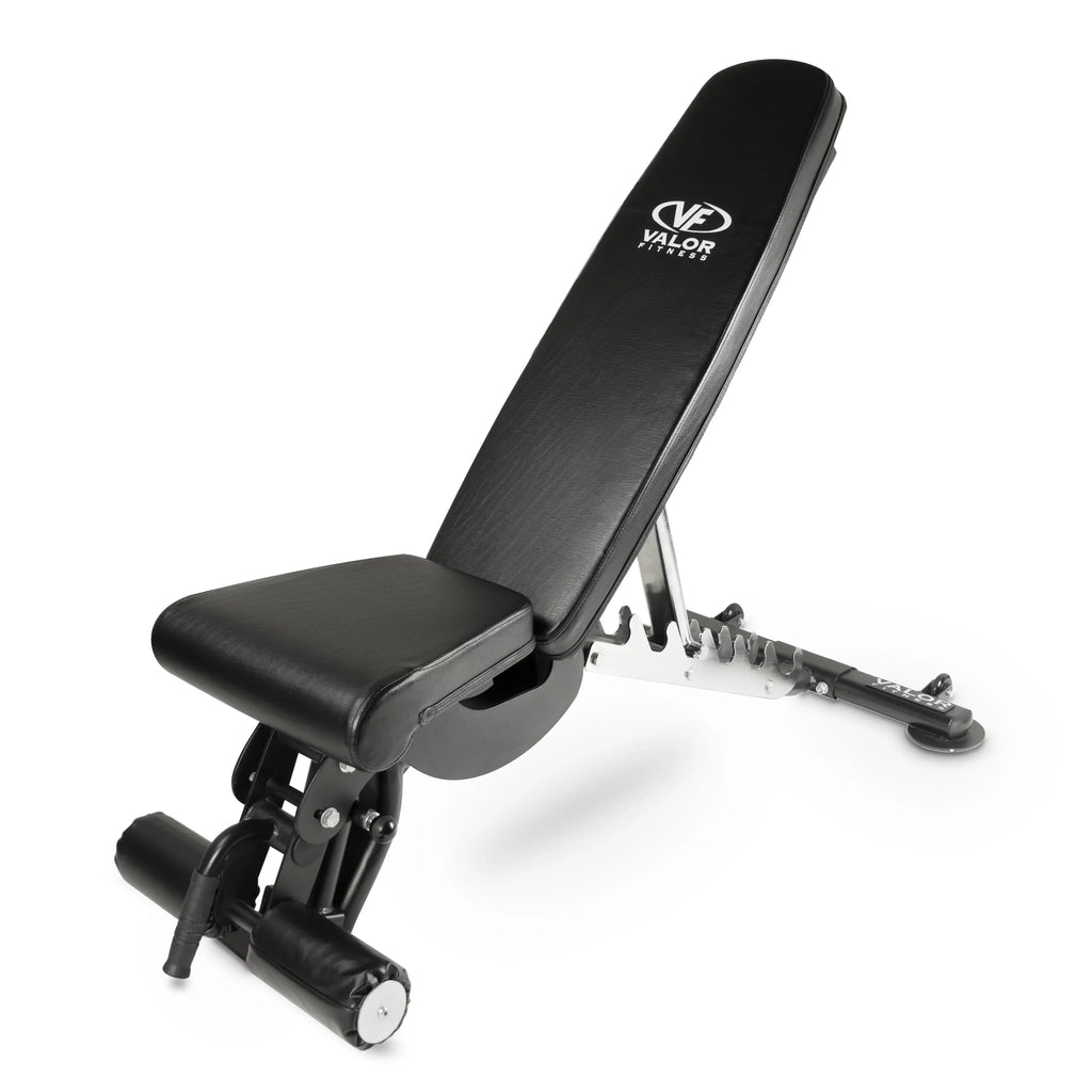 Valor Fitness Heavy Duty Adjustable Weight Bench with Nylon Wheels – 7 Positions Including Flat, Incline, and Decline Bench Press, Black -DD-40