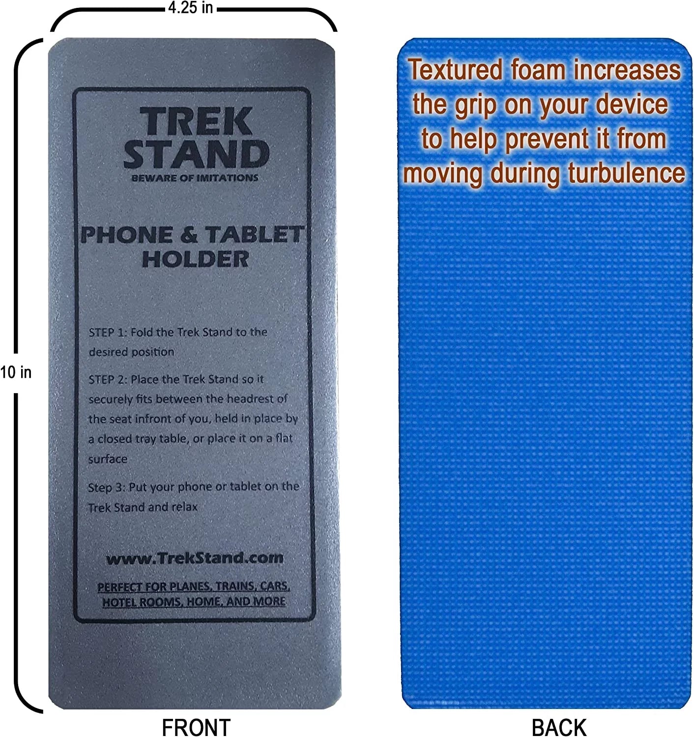 Trek Sizetand Phone & Sizemall Tablet Holder for Air Travel, Flying, Traveling, Hotel, Home, Desk, Bed, Kitchen,