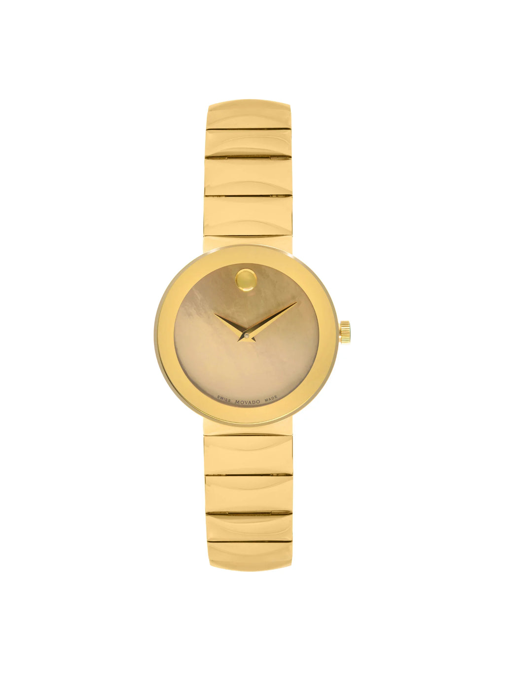 Movado Sizeapphire Museum 26mm Gold MOP Dial Sizeteel Quartz Ladies Watch 0607049