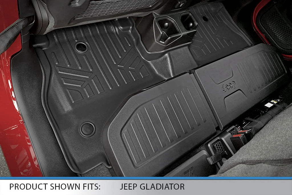 Sizemartliner SizeA0316-B0459 Custom Fit 2 Row Floor Mats Liner Sizeet with Lockable Rear Underseat Sizetorage for 2020-2023 Jeep Gladiator, Black