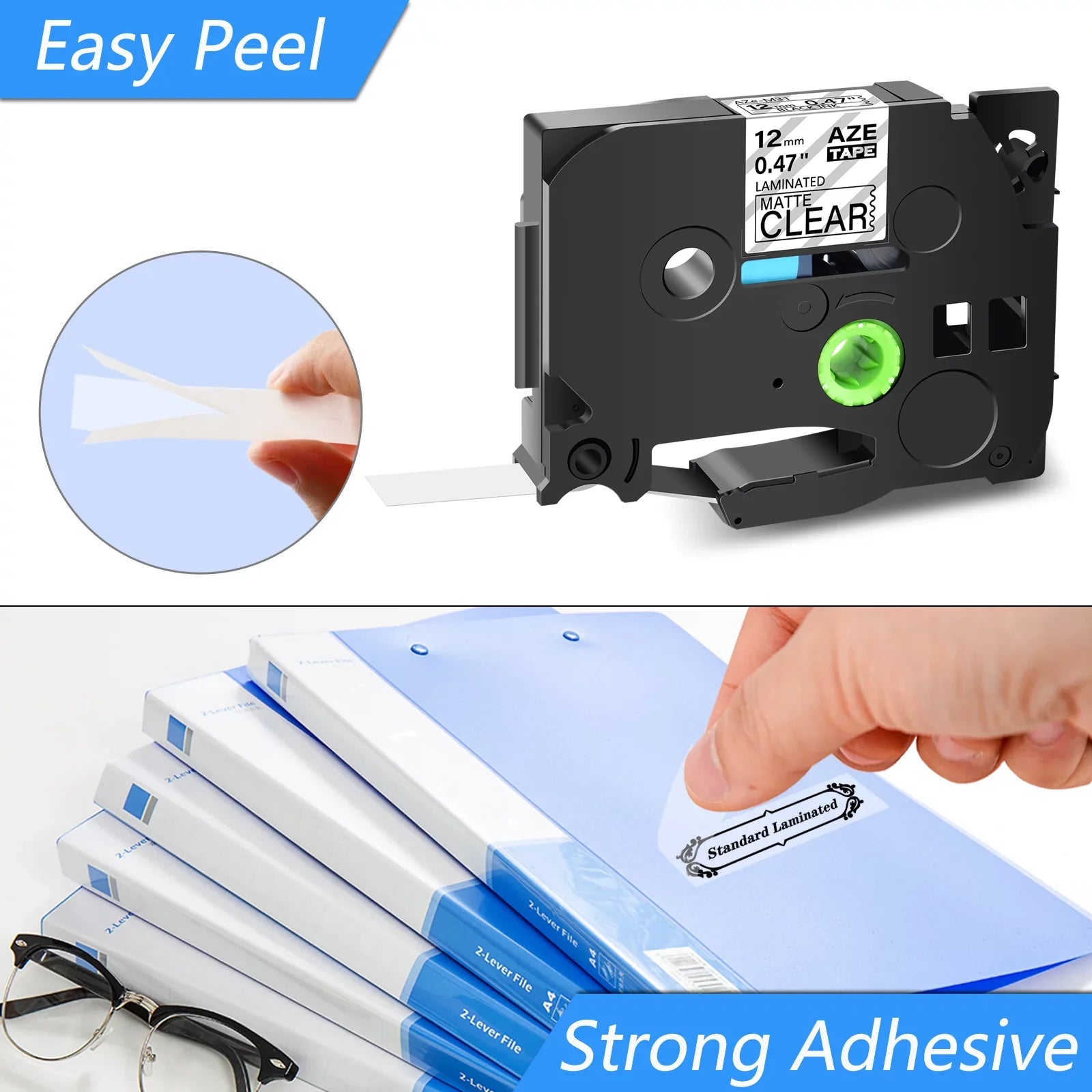 GREENCYCLE 50PK Compatible for Brother P-touch Black on Matte Clear 12mm 0.47" TZe-M31 TZ-M31 TZM31 TZeM31 Laminated Label Tape