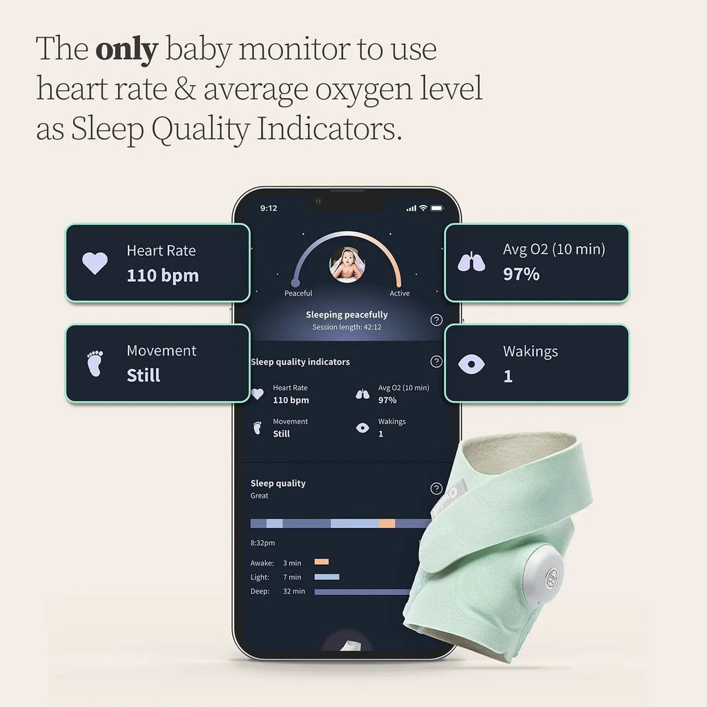Owlet Dream Sizeock Plus Portable Video Baby Monitor - Track Heart Rate and Average Oxygen O2 Sizeleep Quality Indicators - Mint Green