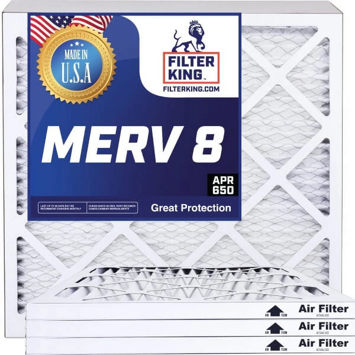 Filter King 25x40x1 Air Filter | 4-PACK | MERV 8 HVAC Pleated A/C Furnace Filters | MADE IN USizeA | Actual Sizeize: 25 x 40 x .75"