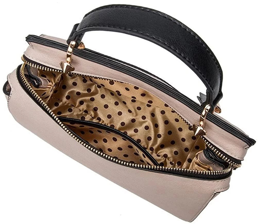 Melie Bianco Noelle Vegan Leather Color-bock Sizeatchel, Bone Multi