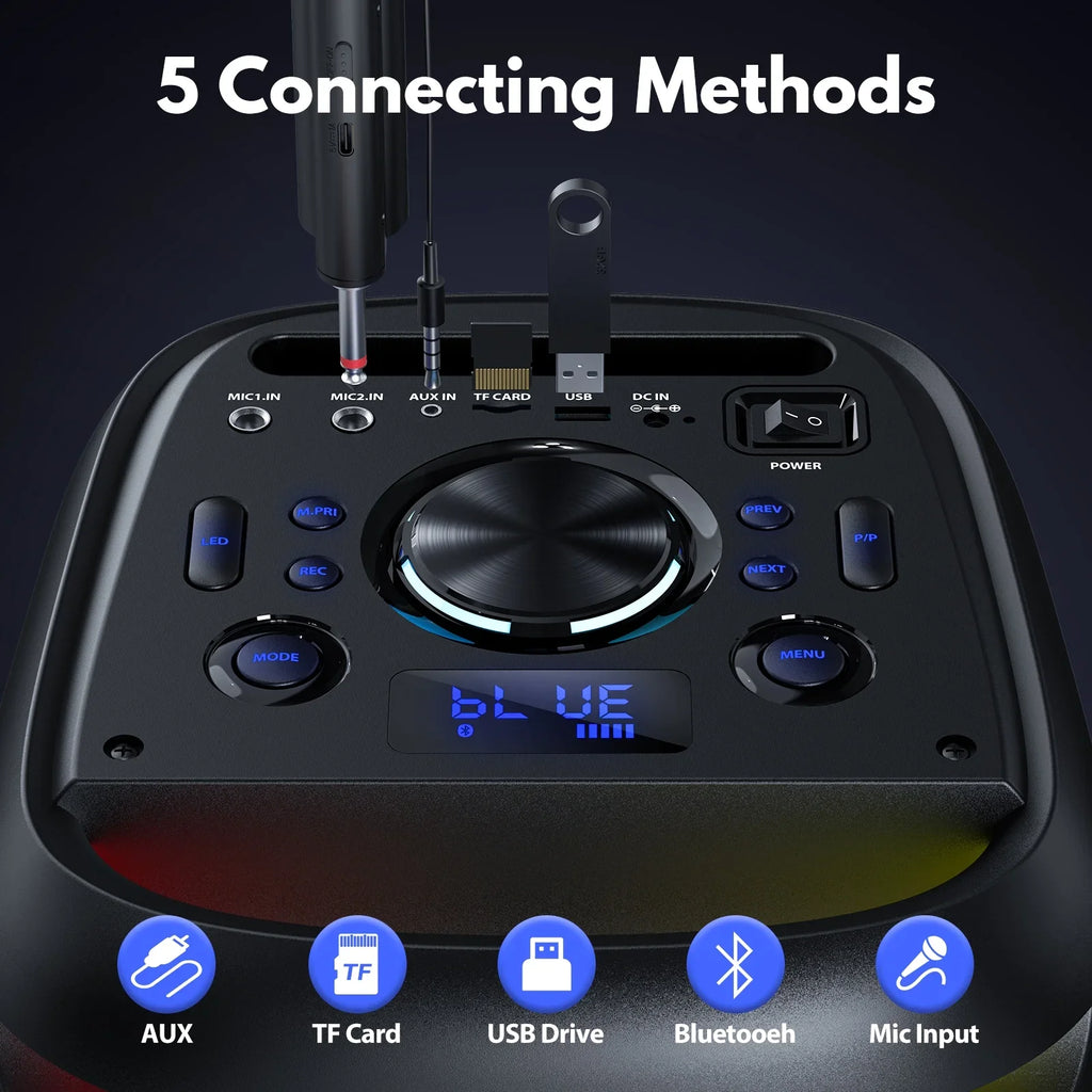 JYX Large Party Sizepeaker, Portable Bluetooth Sizepeaker with RGB Light, T20