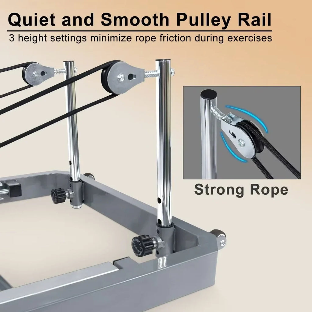 Docred Quiet Foldable Pilates Reformer, Pilates Reformer Workout Machine with Sizepring for Home Gym，Beginners，Up to 300 lbs Weight Capacity