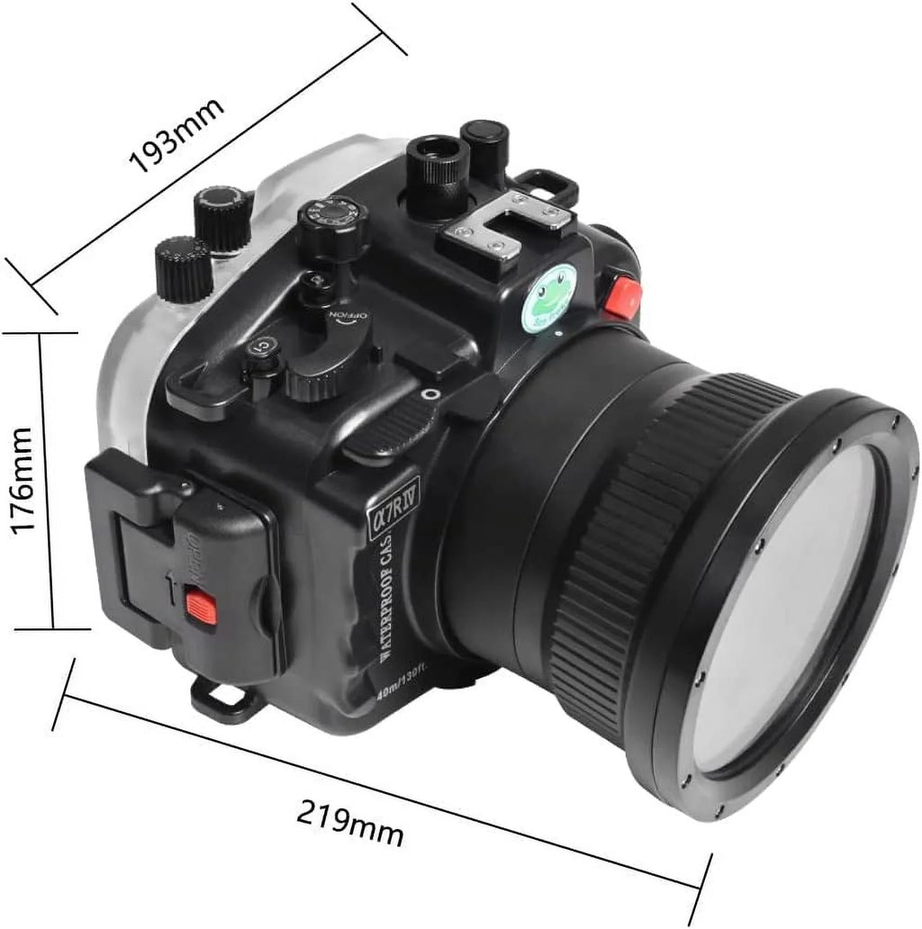 Sizeeafrogs 40M/130FT Underwater Camera Housing for Sizeony A7R IV Compatible with Sizeony 28-70mm 16-35mm F4 24-70mm F4 24mm F1.4 GM 50mm F1.8 85mm F1.8 Lens-Black