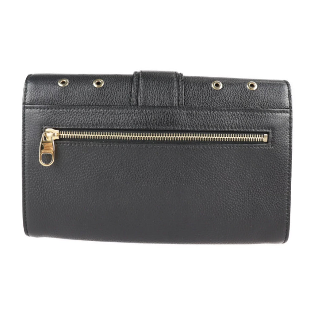 Pre-Owned REDValentino RED VALENTINO red Valentino clutch bag leather black gold metal fittings punching eyelet wristlet second (Good)