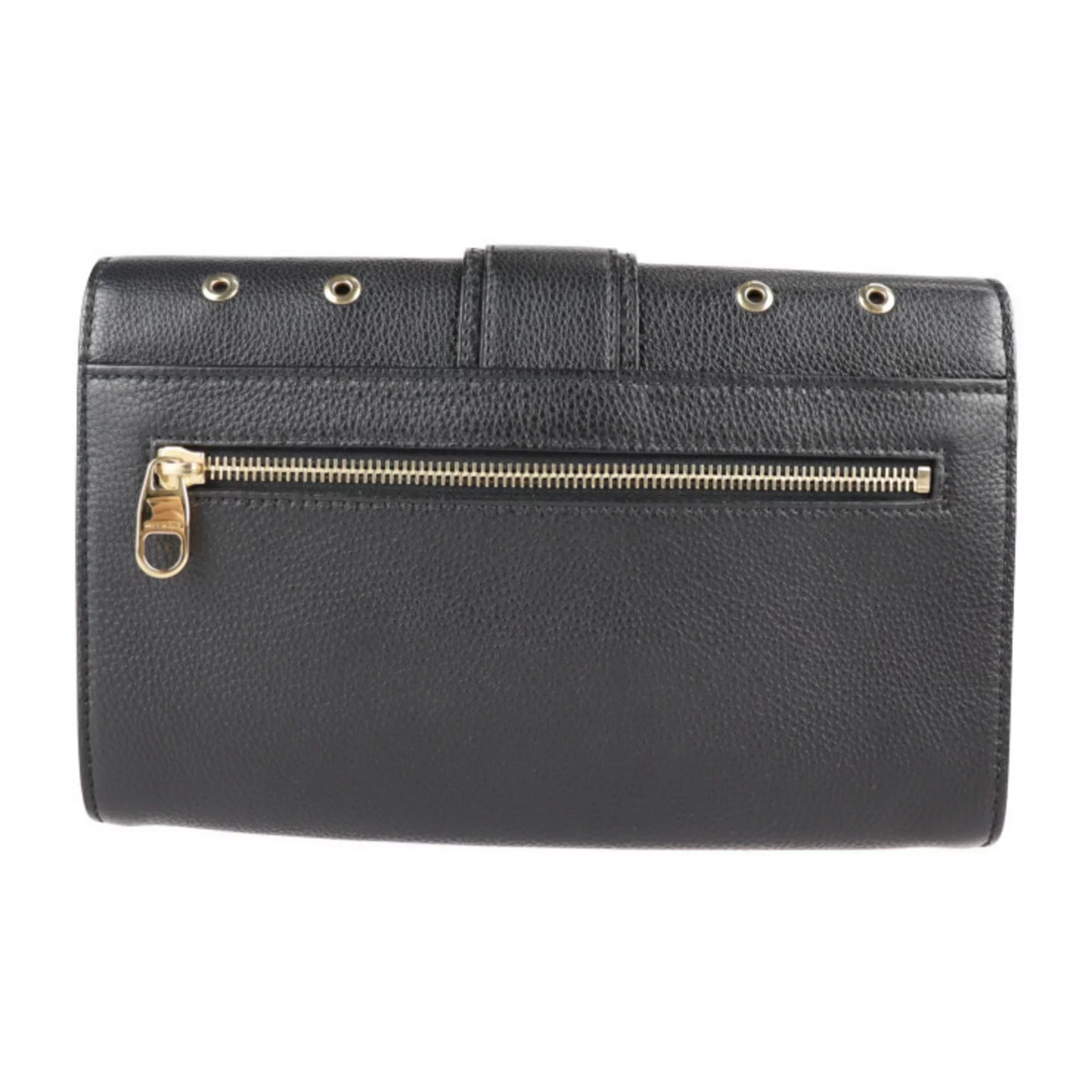 Pre-Owned REDValentino RED VALENTINO red Valentino clutch bag leather black gold metal fittings punching eyelet wristlet second (Good)