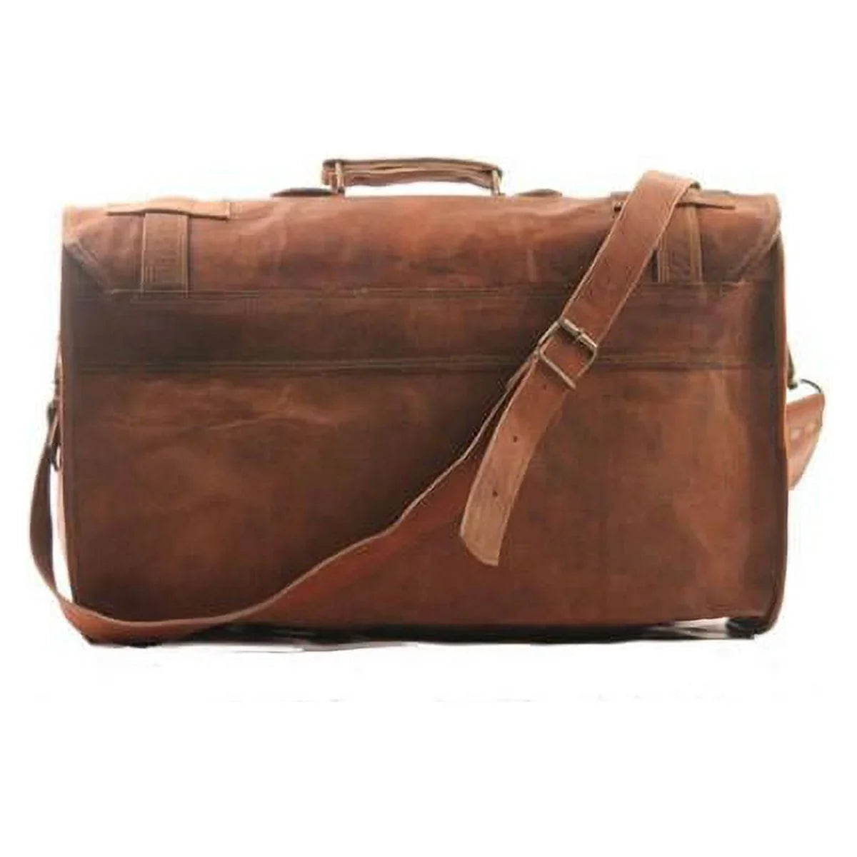 Handmade Leather Flap duffel travel gym overnight weekend leather bag Leather Carry- on luggage,