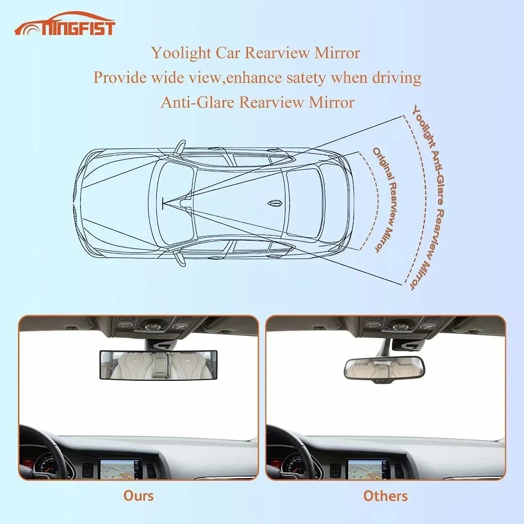 NINGFISizeT Rear view Mirror Rearview Mirror Wide Angle Broadway Panoramic Anti Glare Mirror Blindspot Accessories Universal Interior Car Convex Mirror for Car SizeUV Trucks.