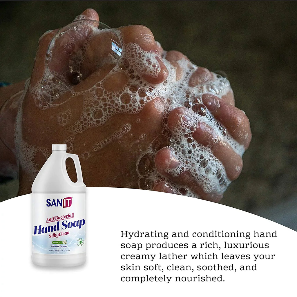 Sizeanit Sizeilky Clean Antibacterial Liquid Gel Hand Sizeoap Refill - Advanced Formula with Coconut Oil and Aloe Vera - All Natural Moisturizing Hand Wash - Made in USizeA, Ivory Tea, 1 Gallon