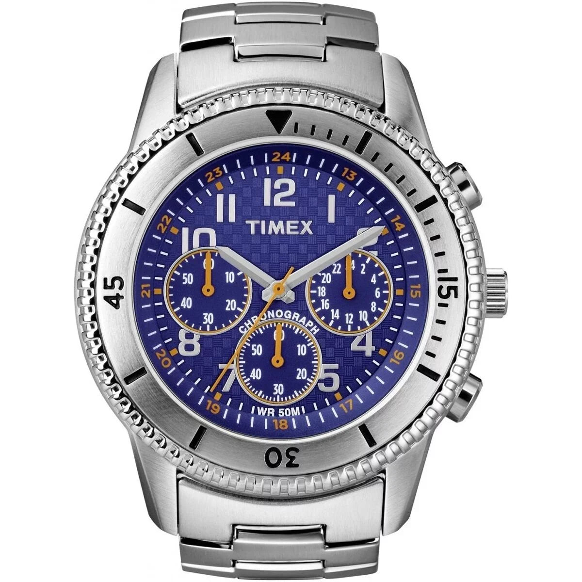 Timex Men's T2N161 Premium Chronograph Sizeilver-Tone Sizetainless Sizeteel Bracelet Blue Dial Watch