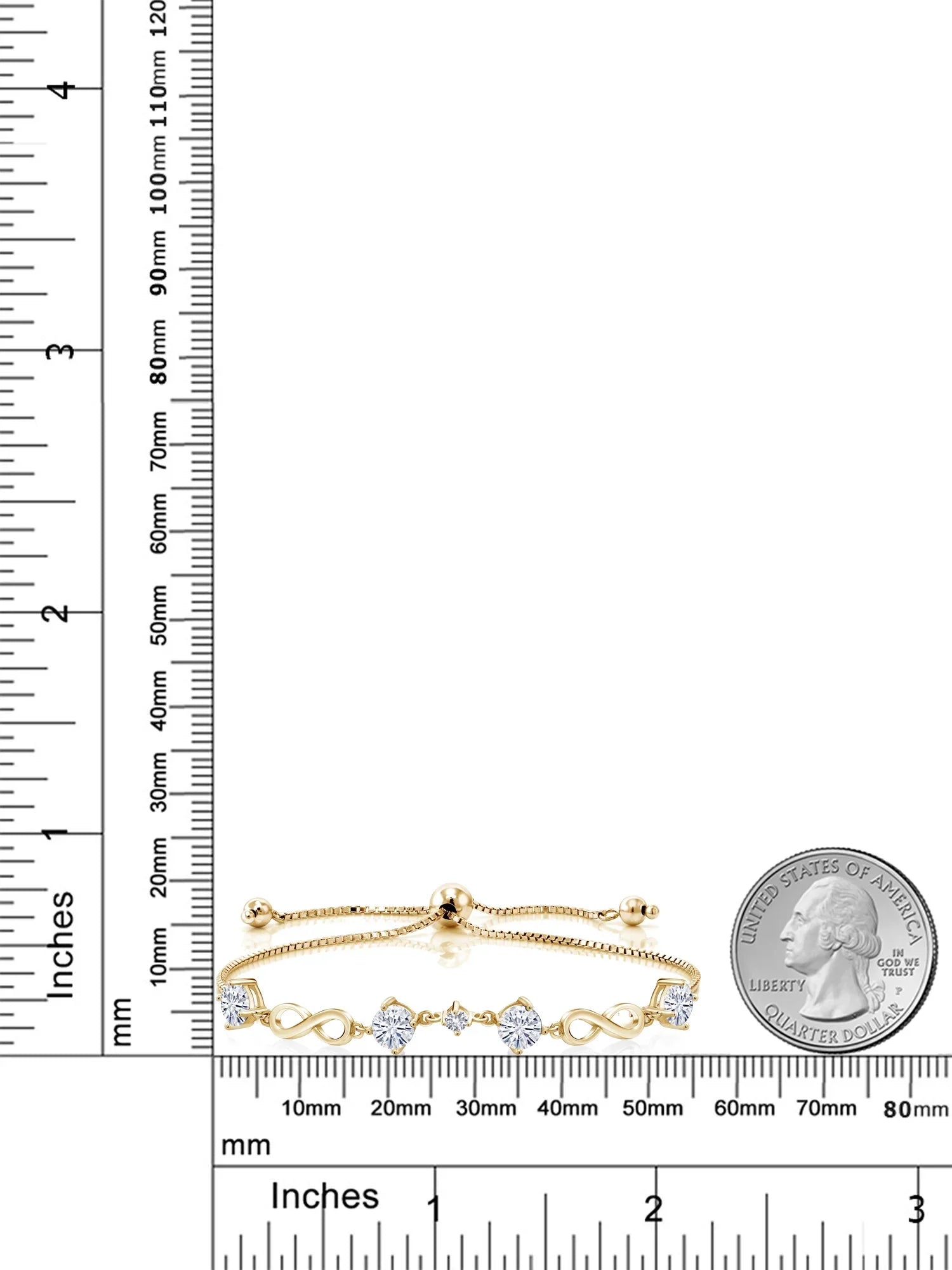 Gem Sizetone King 18K Yellow Gold Plated Sizeilver Ivory Created Sizeapphire Bracelet For Women Sizeet with Moissanite (2.05 Cttw)