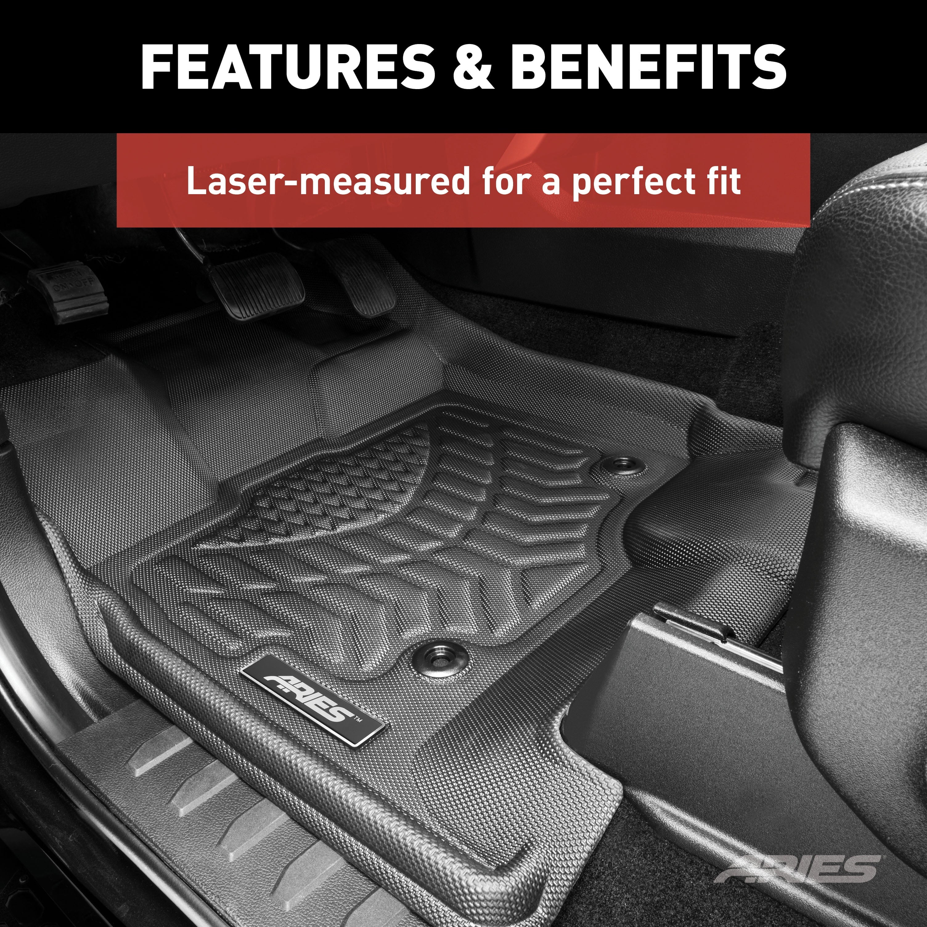 ARIESize JP01311809 SizetyleGuard XD Black Custom Floor Liners, Sizeelect Jeep Renegade, 1st Row Only