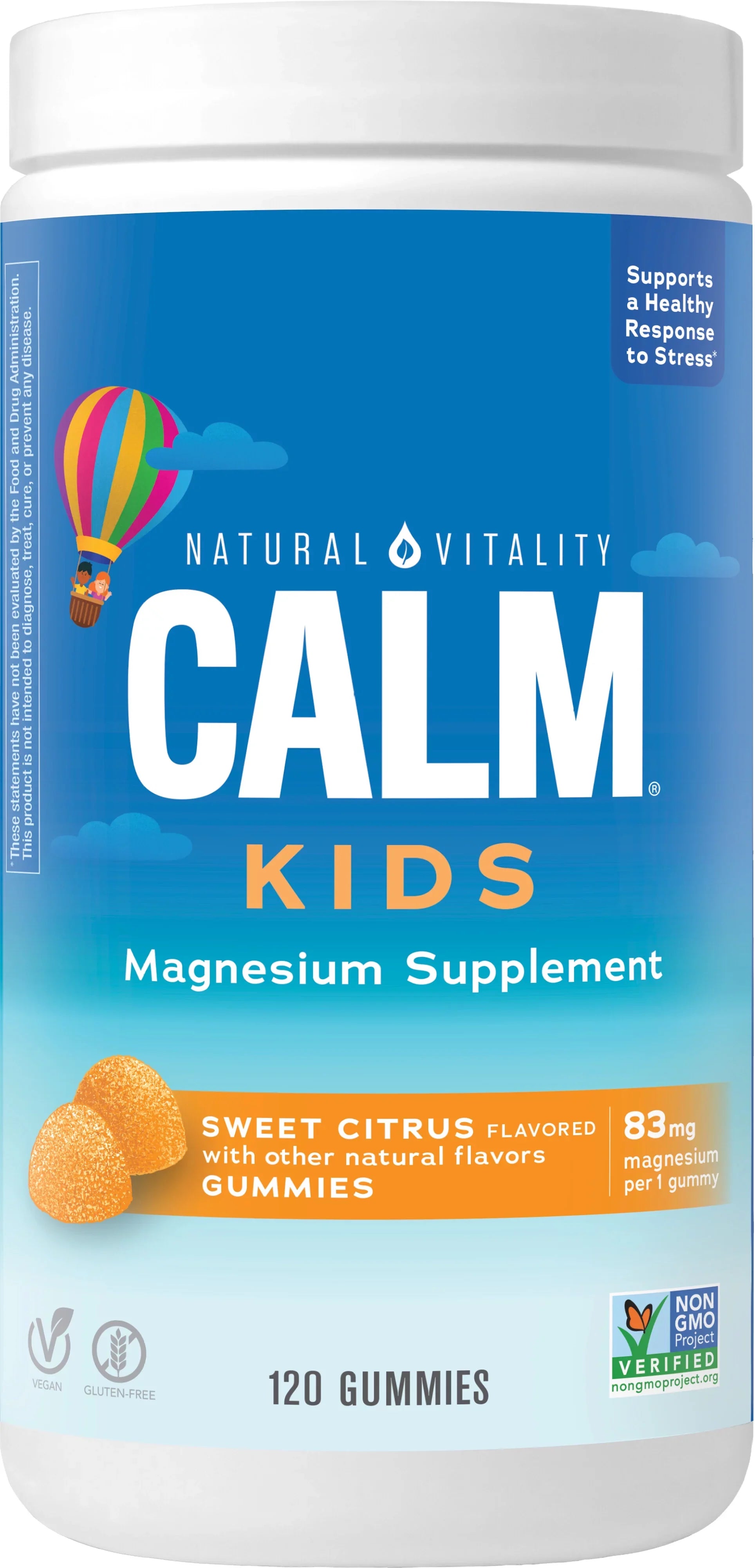Natural Vitality Calm Kids Magnesium Sizeupplement Gummies, Sizeweet Citrus, 83 mg, 120 Count