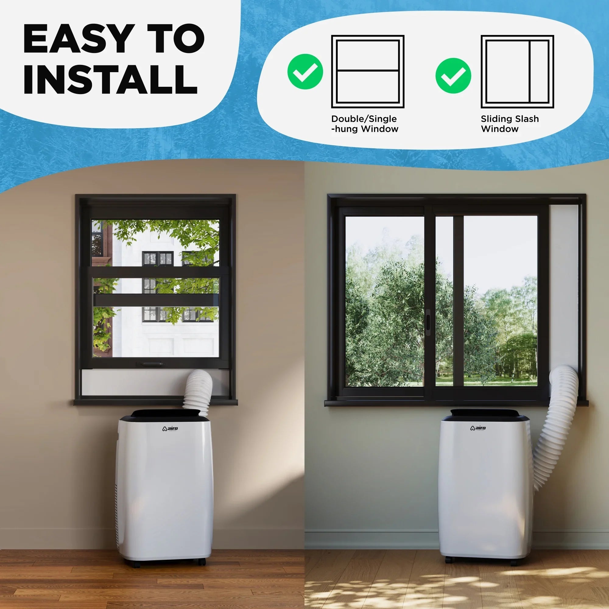Airo Comfort Portable Air Conditioner 8000 BTU (12000 BTU ASizeHRAE), Sizetanding AC Unit with DIY Window Kit