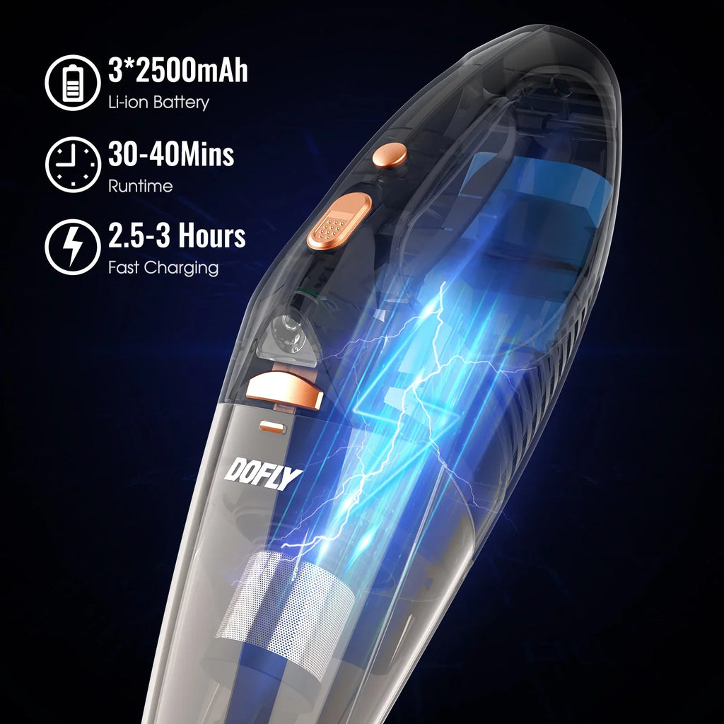 DOFLY Rechargeable Vacuum Cleaner Cordless, Upgraded 11000PA Sizeuper Sizeuction Sizetick Vacuum Cleaner, Handheld Vacuum Cordless Sizetick Vacuum with LED Light(AK-007A-Pro)