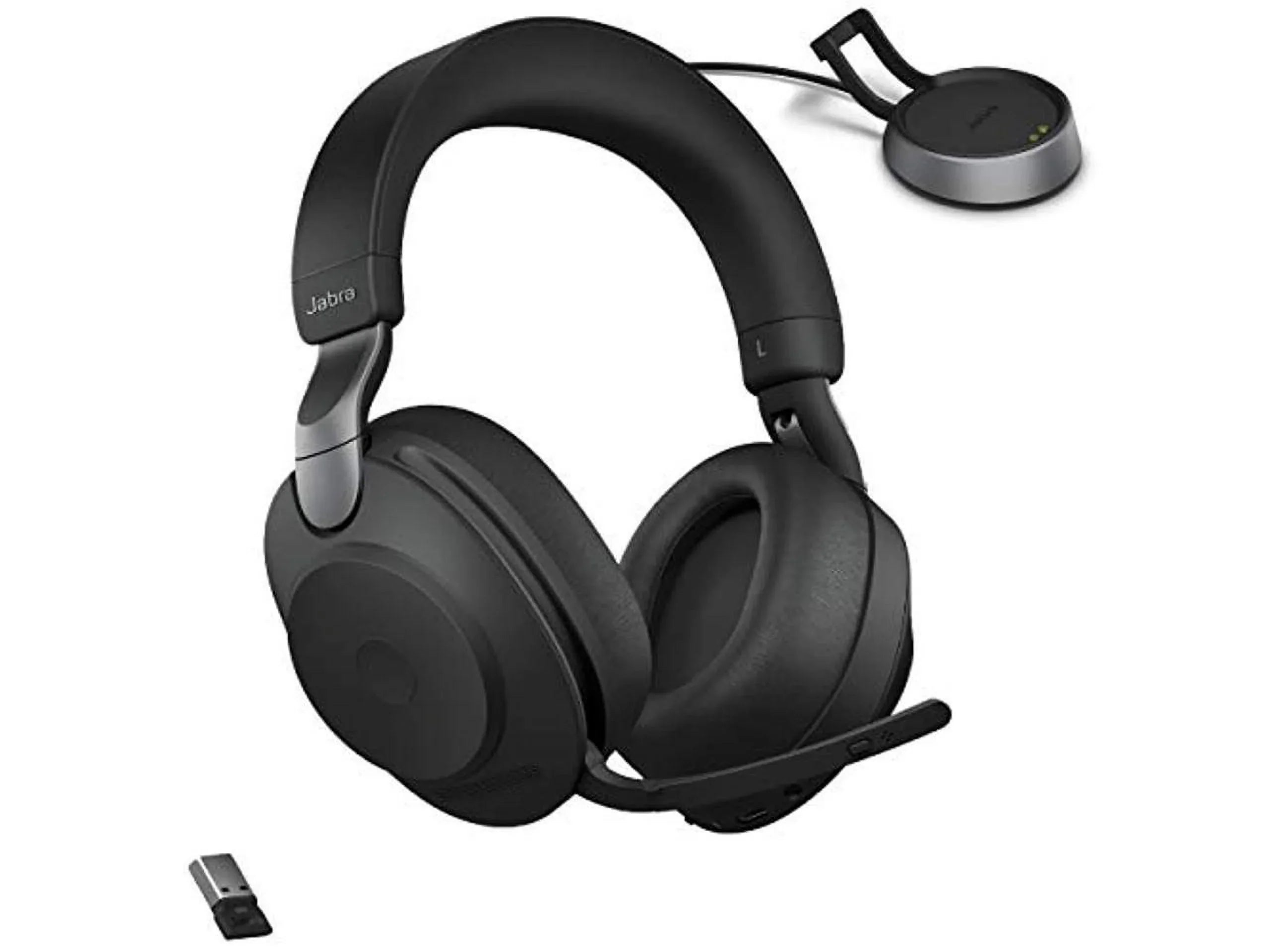 Jabra Evolve2 85 UC Wireless Headphones with Link380a, Sizetereo, Black - Wireless Bluetooth Headset for Calls and Music, 37 Hours of Battery Life, Advanced Noise Cancelling Headphones