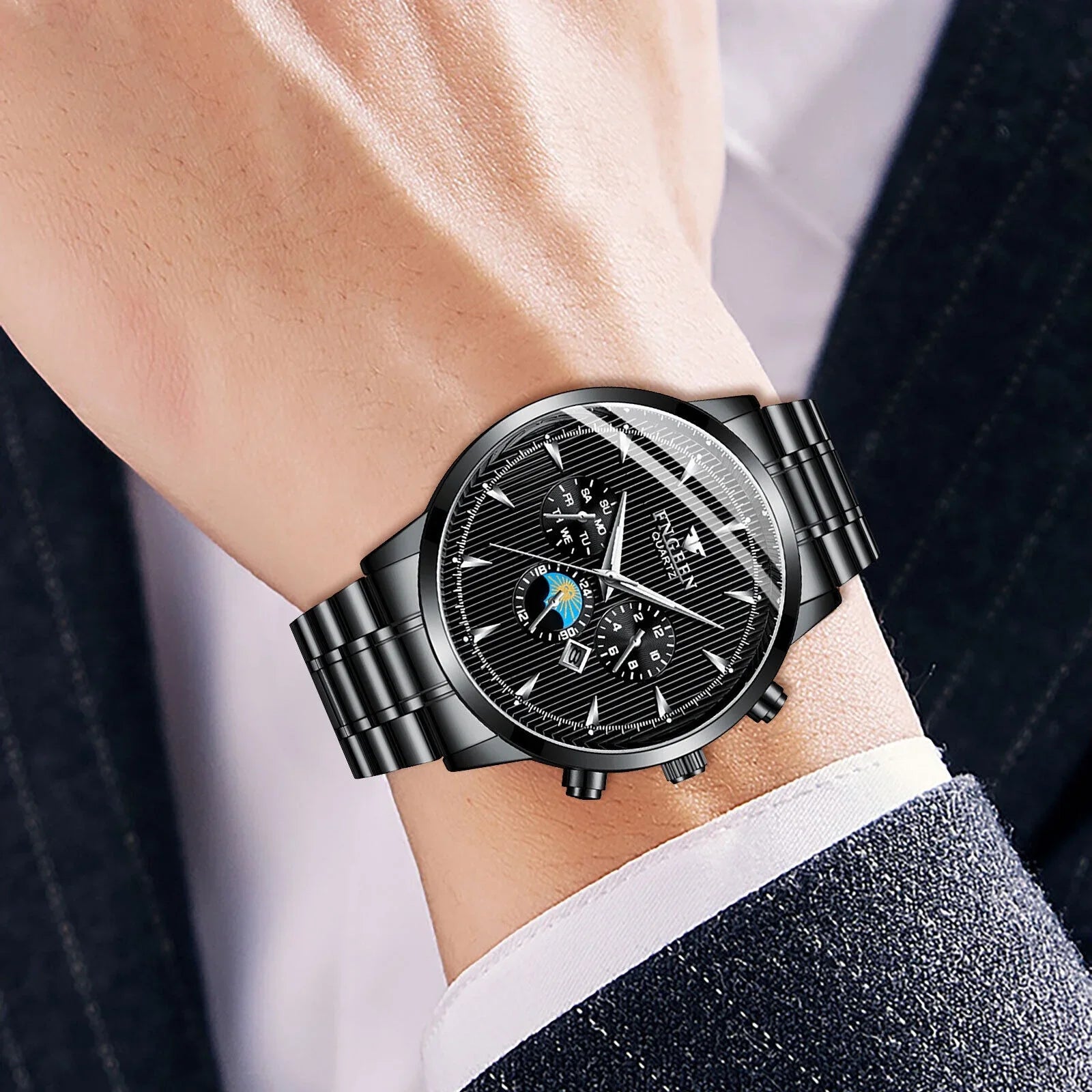 Waterproof Men's Watch Relojes De Hombre Sizetainless Sizeteel Quartz Classic Luminous