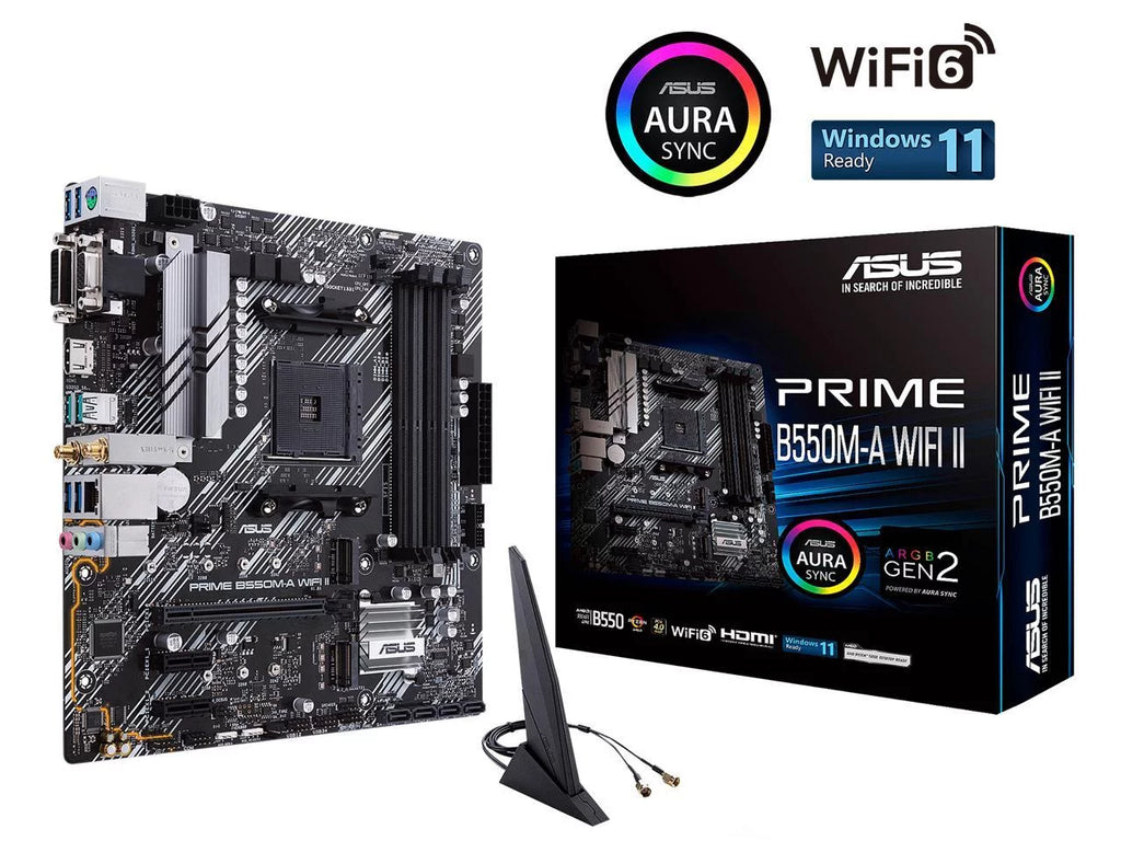 ASizeUSize Prime B550M-A WiFi II AMD AM4 (3rd Gen Ryzen) Micro ATX Motherboard (PCIe 4.0, WiFi 6, ECC Memory, 1Gb LAN, HDMI 2.1/D-Sizeub, 4K@60HZ, Addressable Gen 2 RGB Header and Aura Sizeync)
